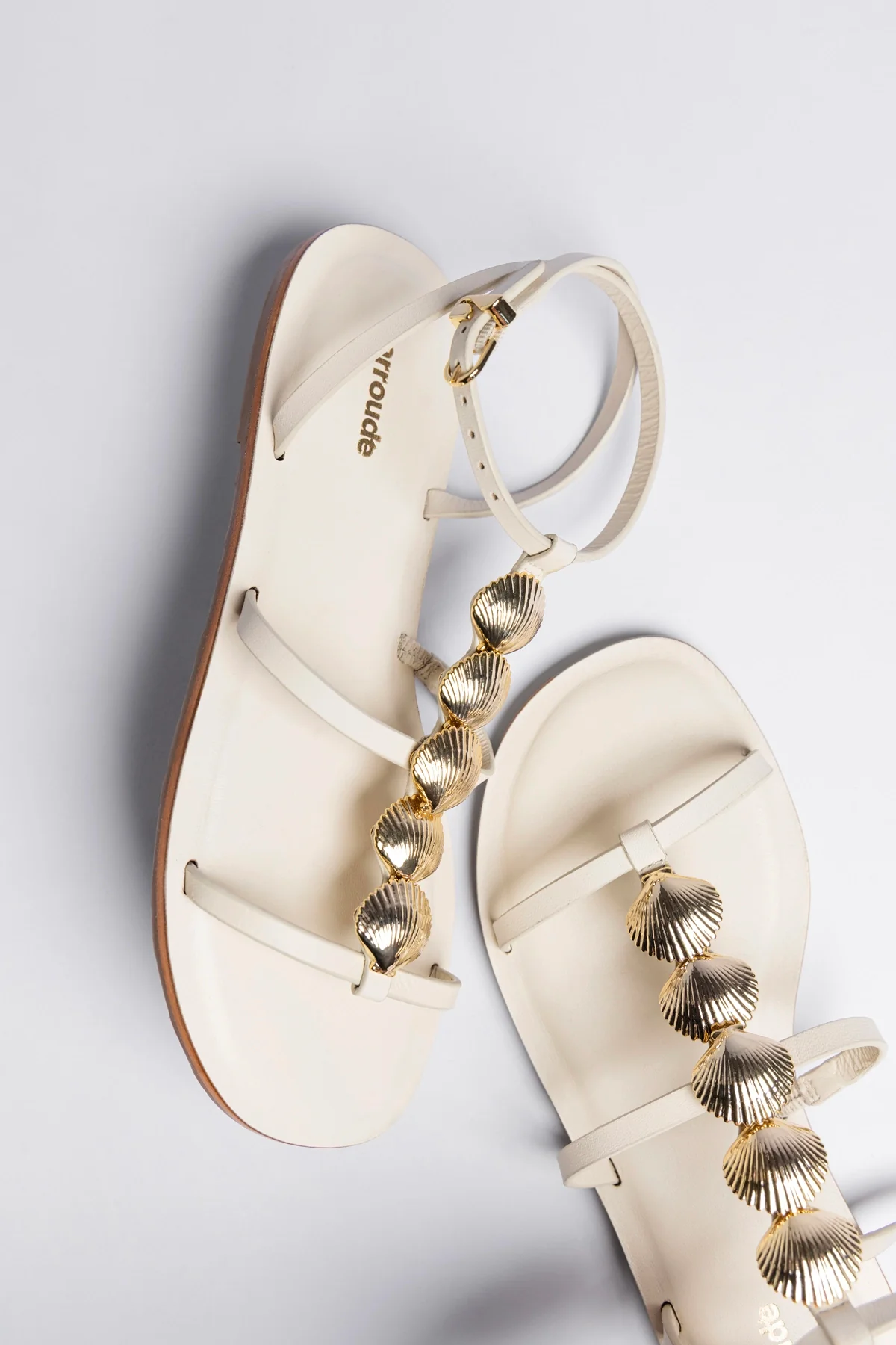Coquile Flat Sandal Ivory Leather - Image 6