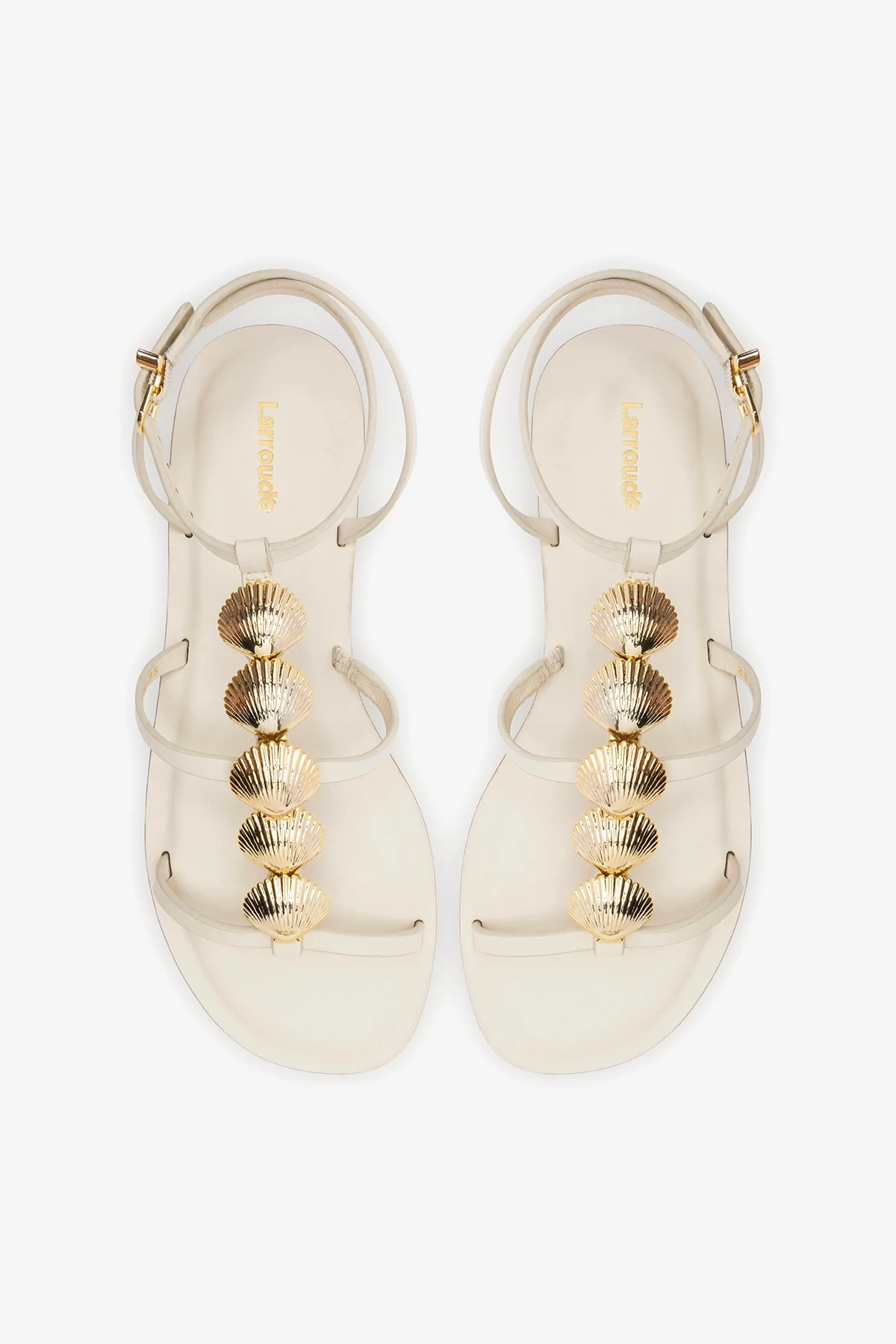 Coquile Flat Sandal Ivory Leather - Image 7