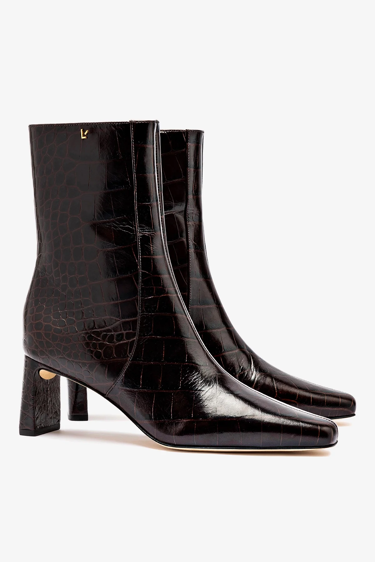 Alexis Bootie In Dark Croco Embossed Leather - Image 3
