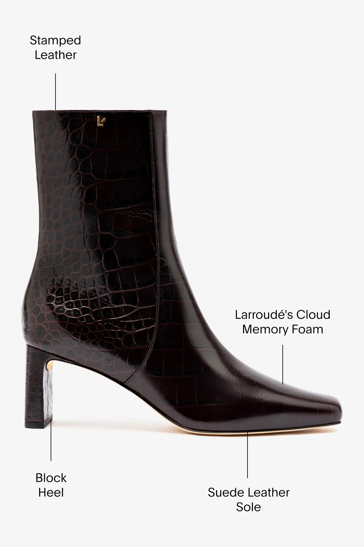 Alexis Bootie In Dark Croco Embossed Leather - Image 5