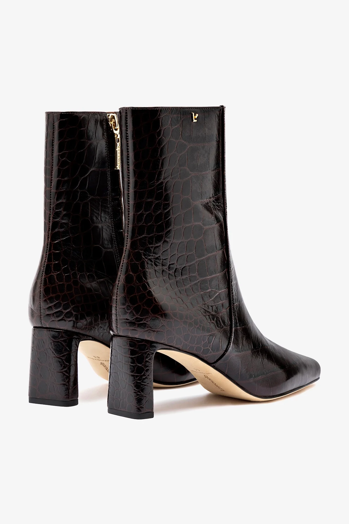 Alexis Bootie In Dark Croco Embossed Leather - Image 7