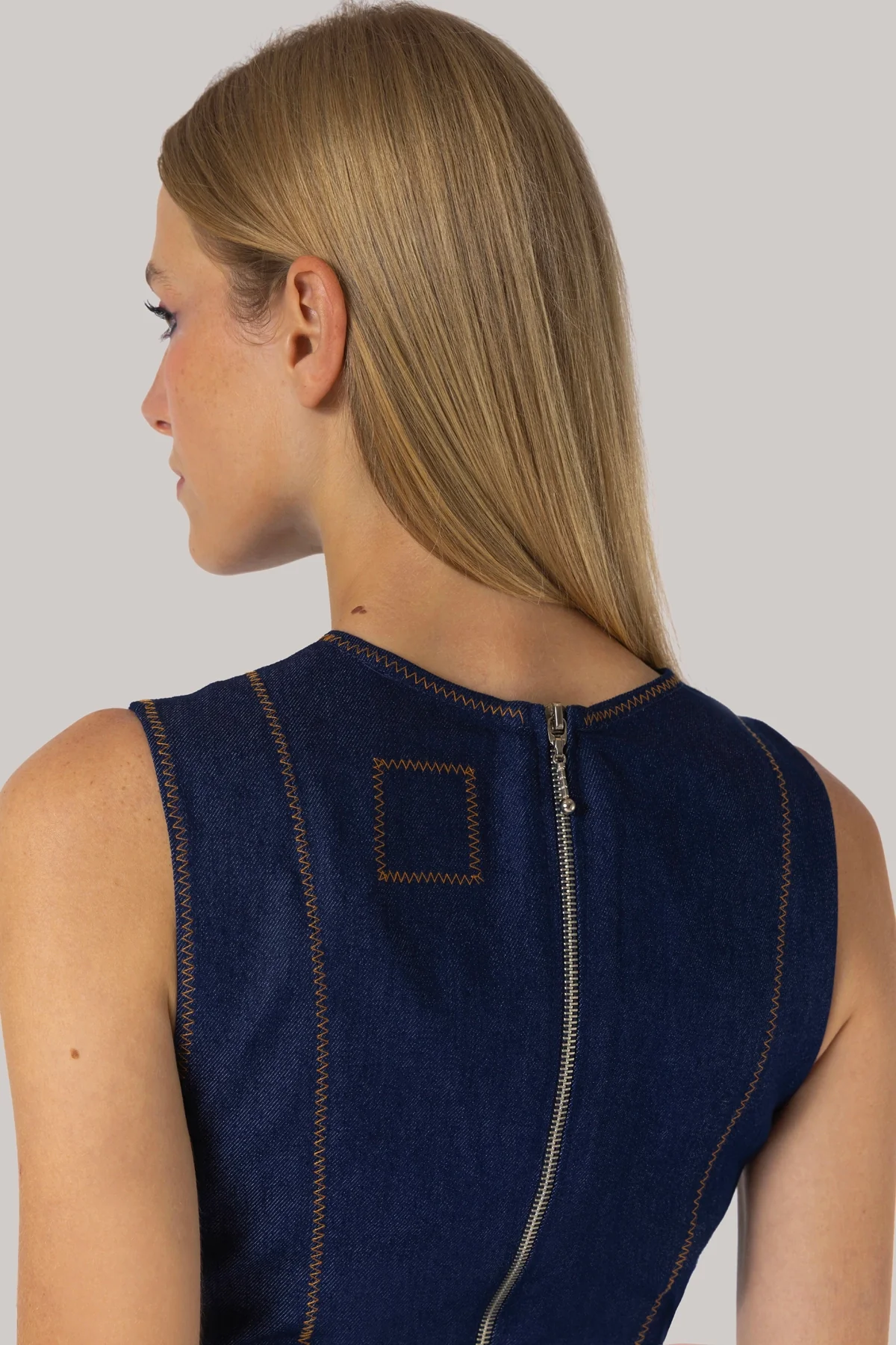 Sarah Dress Blue Denim - Image 3