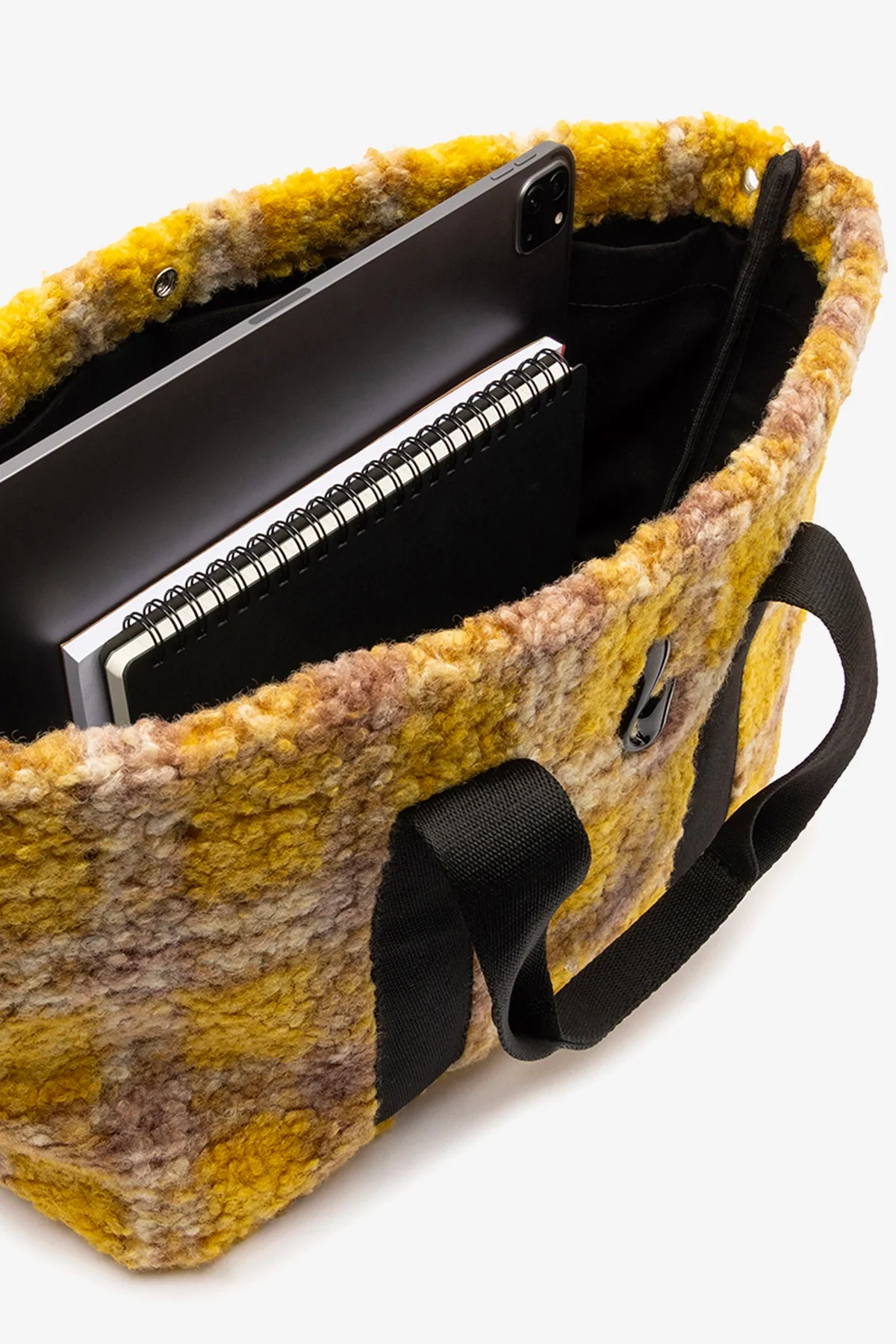 Americana Tote Bag In Dijon Plaid Fur - Image 3