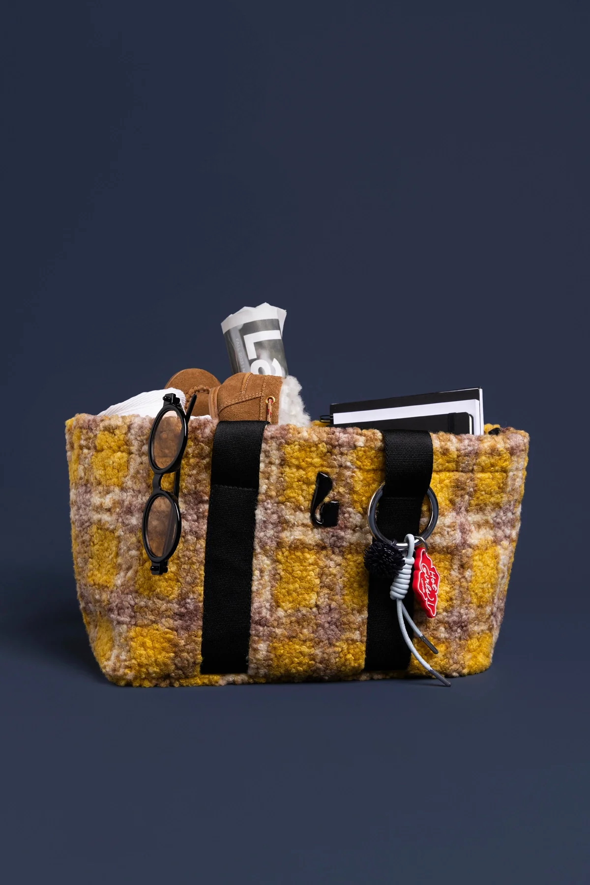 Americana Tote Bag In Dijon Plaid Fur - Image 6