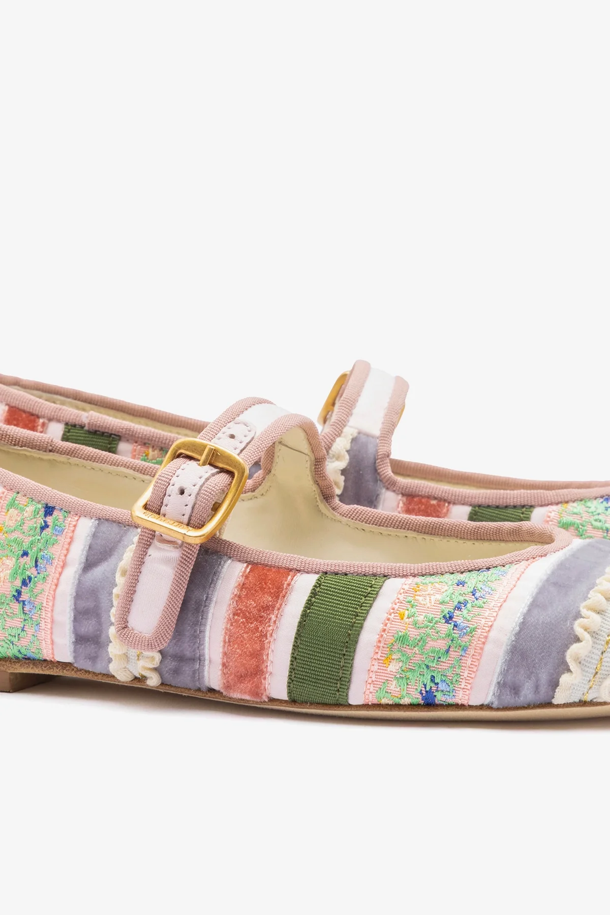 Larroudé x Tanner Fletcher: Ribbons & Ruffles Ballet Flat Multicolor Patchwork - Image 4