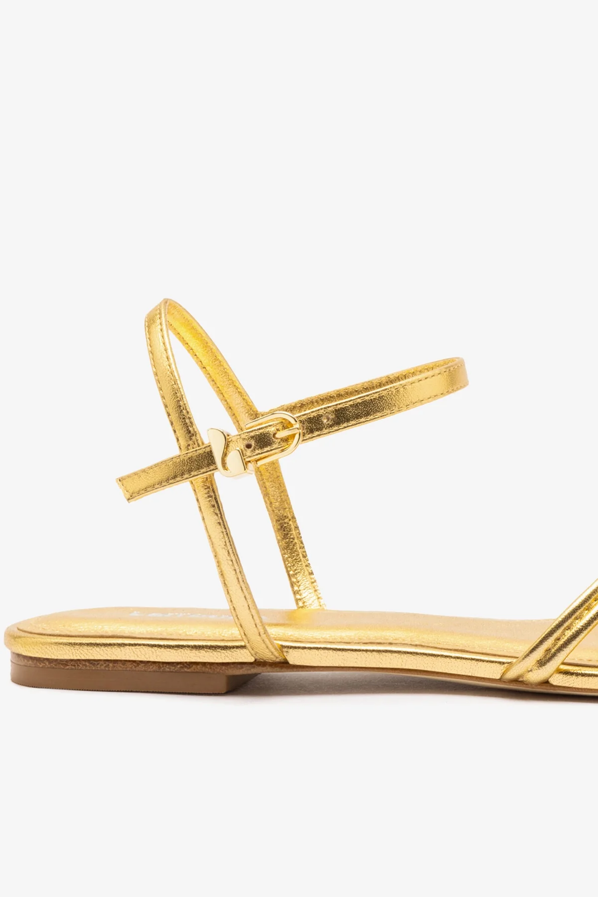 Annie Sandal Ankle Tie In Gold Metallic Leather - Image 4