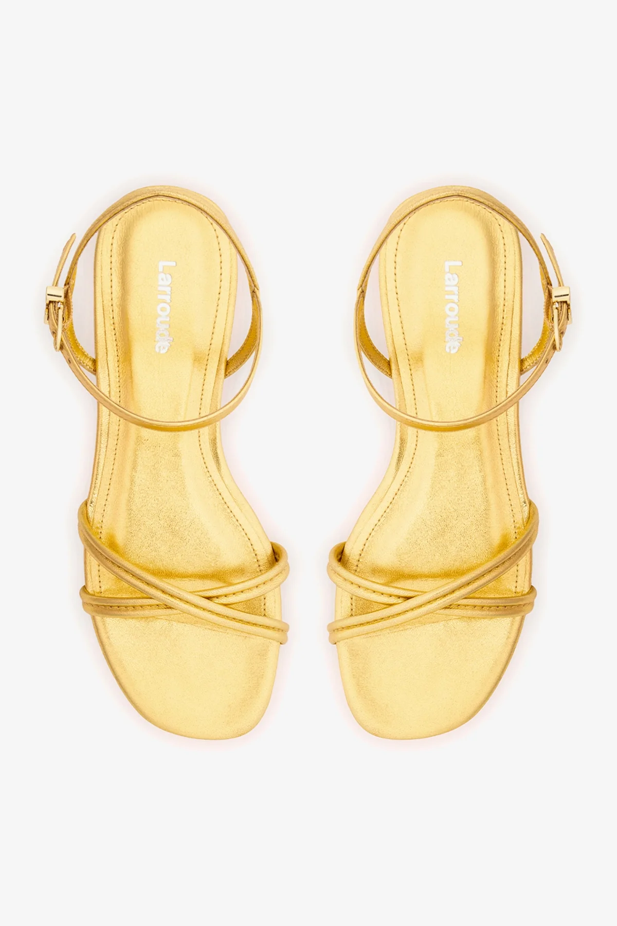 Annie Sandal Ankle Tie In Gold Metallic Leather - Image 6
