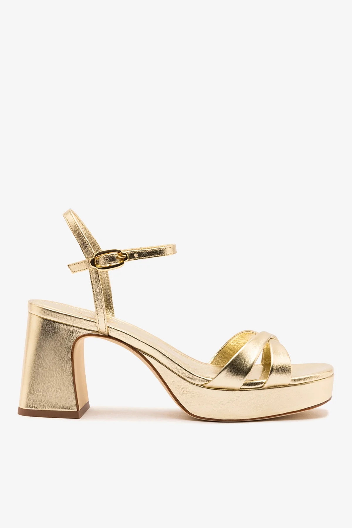Bianca Low Sandal In Platina Metallic Leather