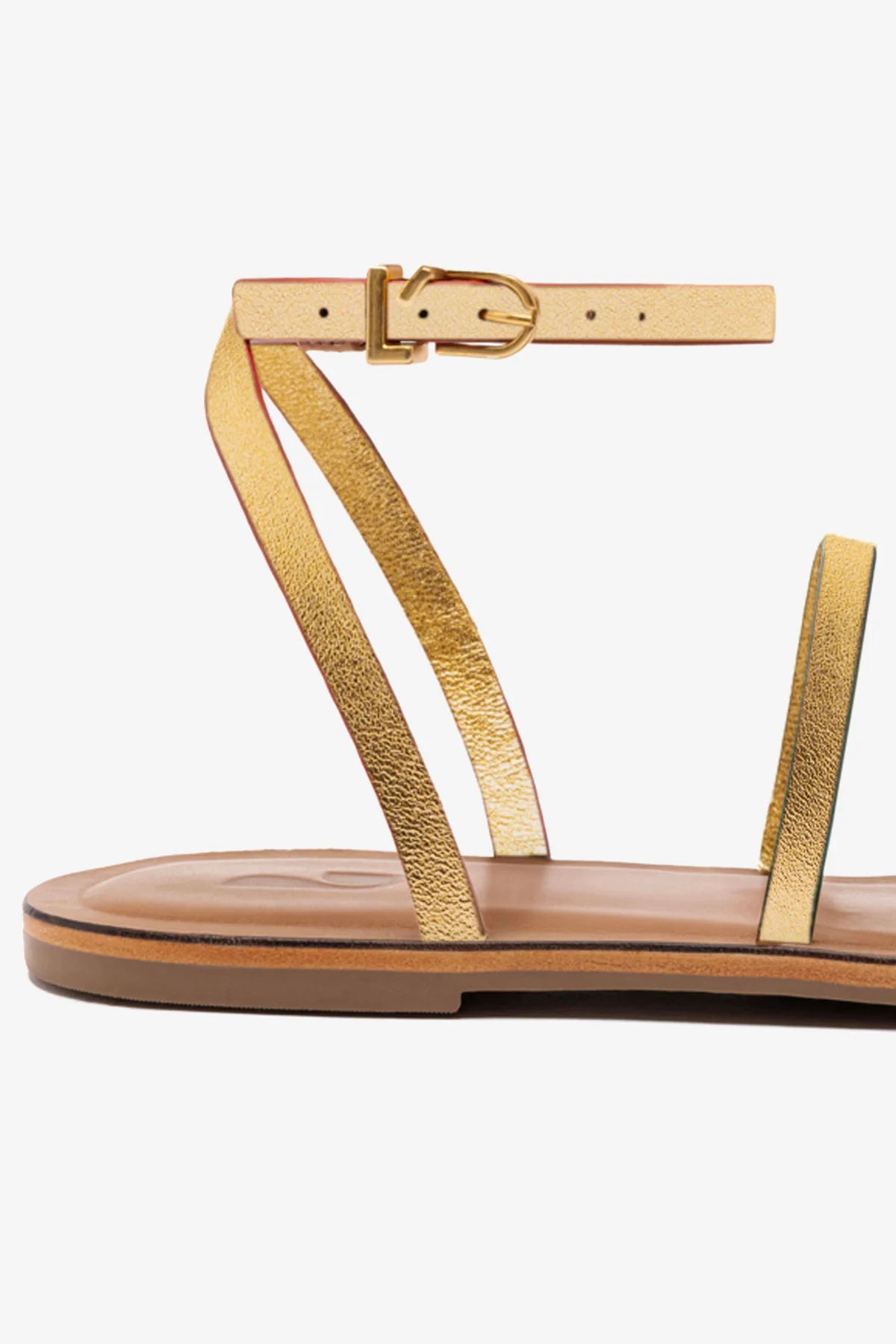 Biarritz Flat Sandal In Gold Metallic Leather - Image 4