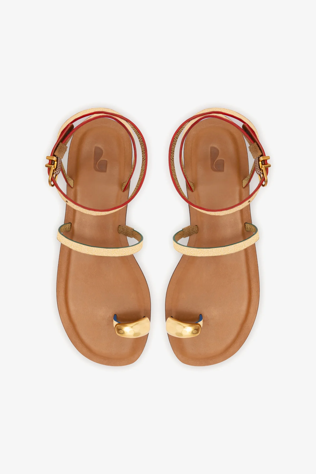 Biarritz Flat Sandal In Gold Metallic Leather - Image 7