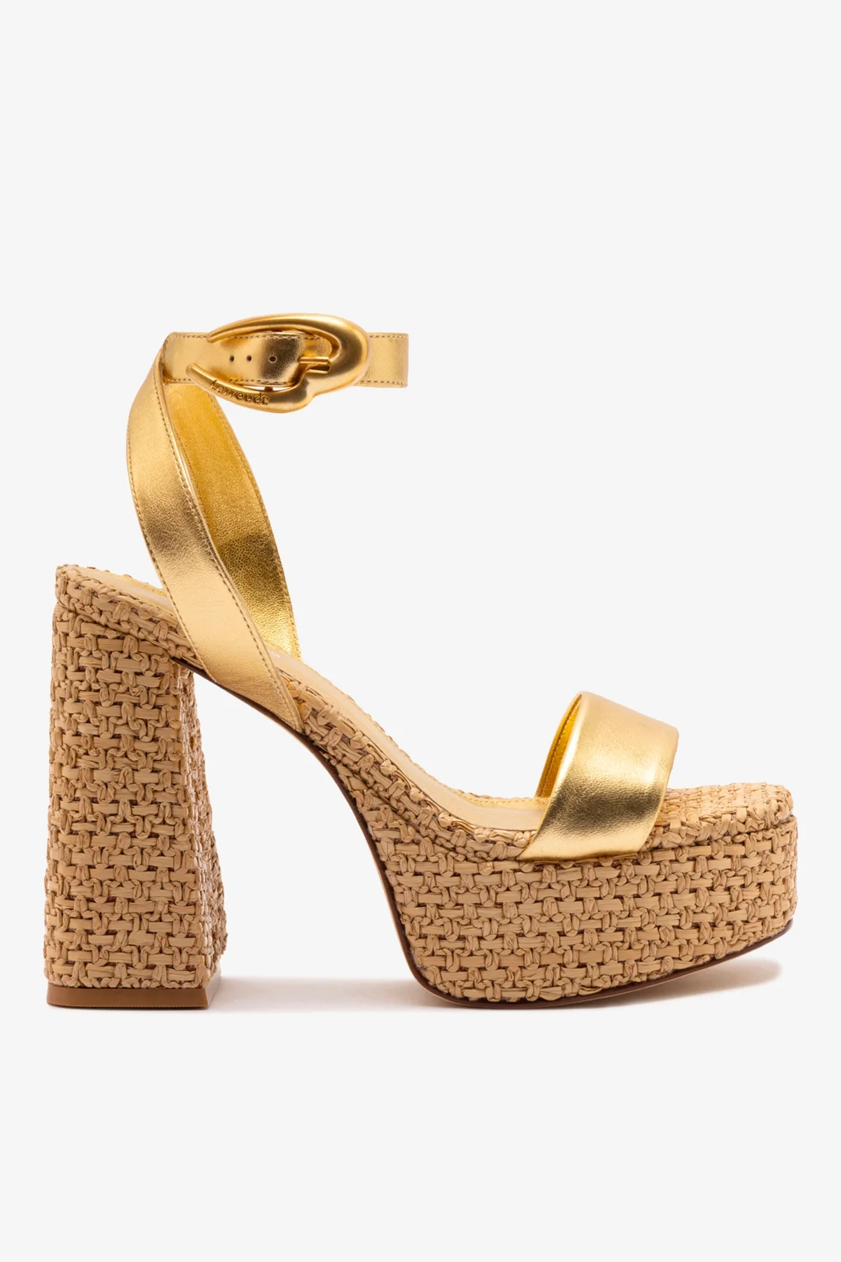 Dolly Verona Sandal In Gold Metallic Leather and Natural Raffia