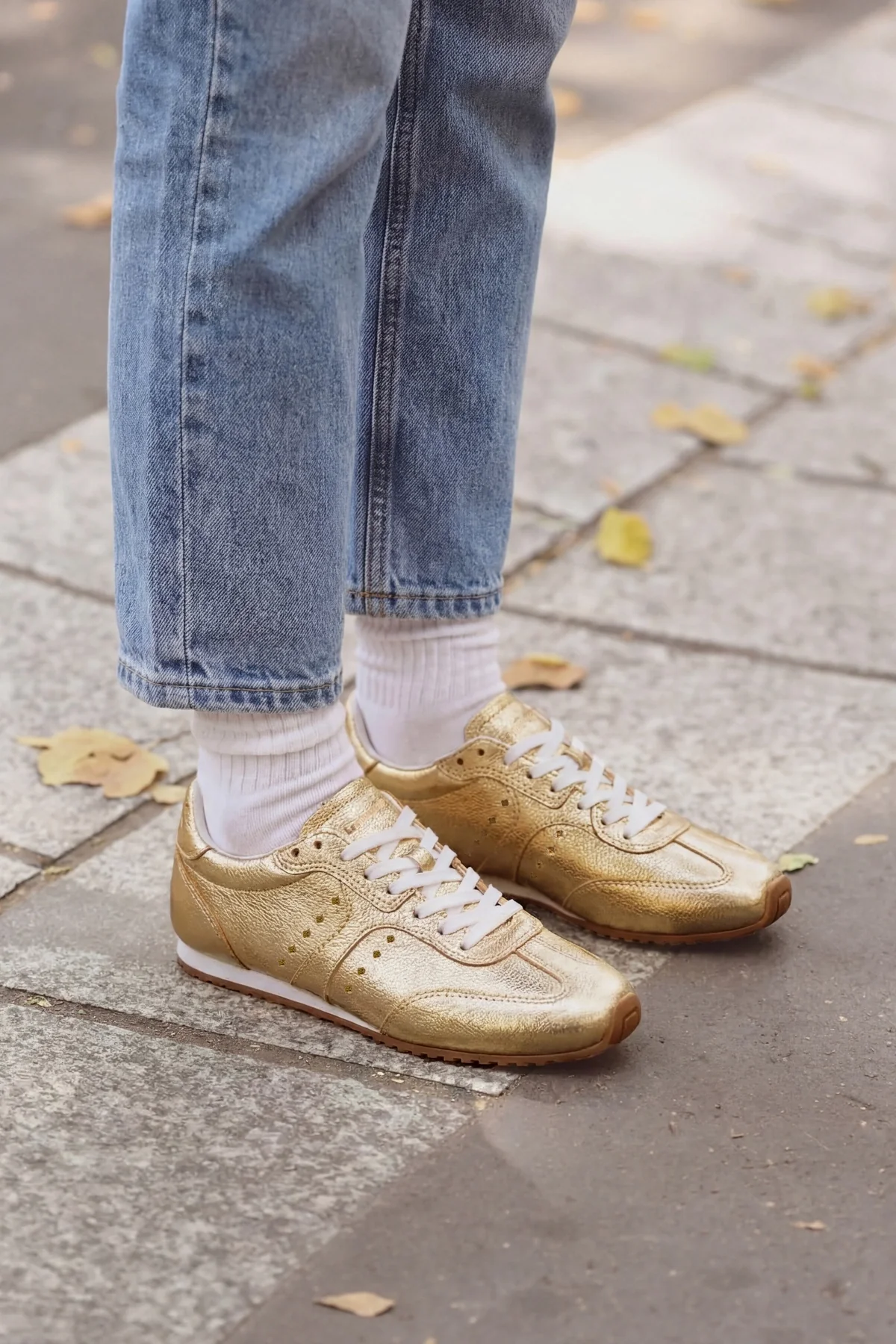 Stella Sneaker In Gold Metallic Leather - Image 2