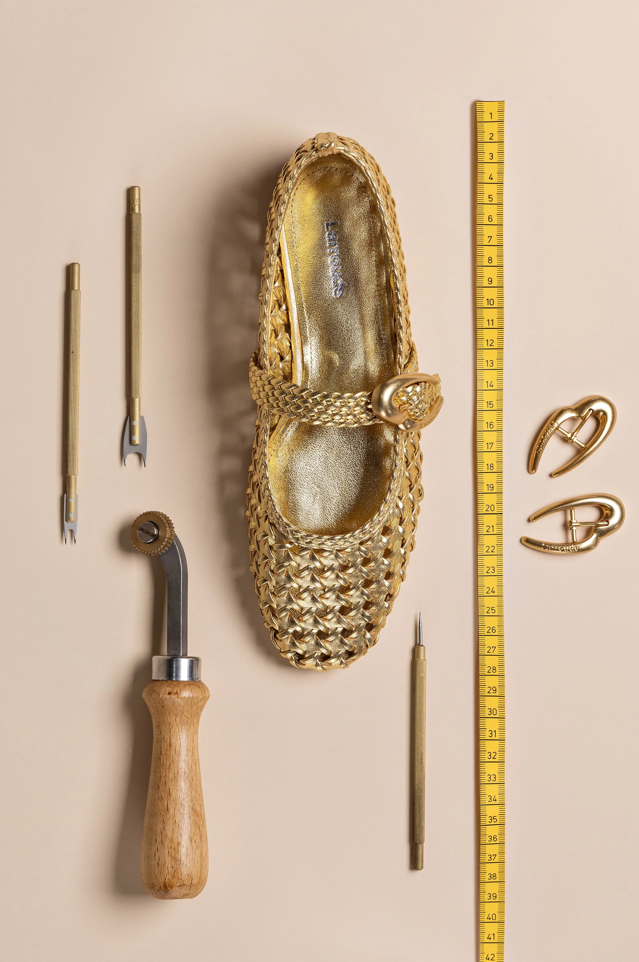 Verona New Macrame In Gold Metallic Leather - Image 6