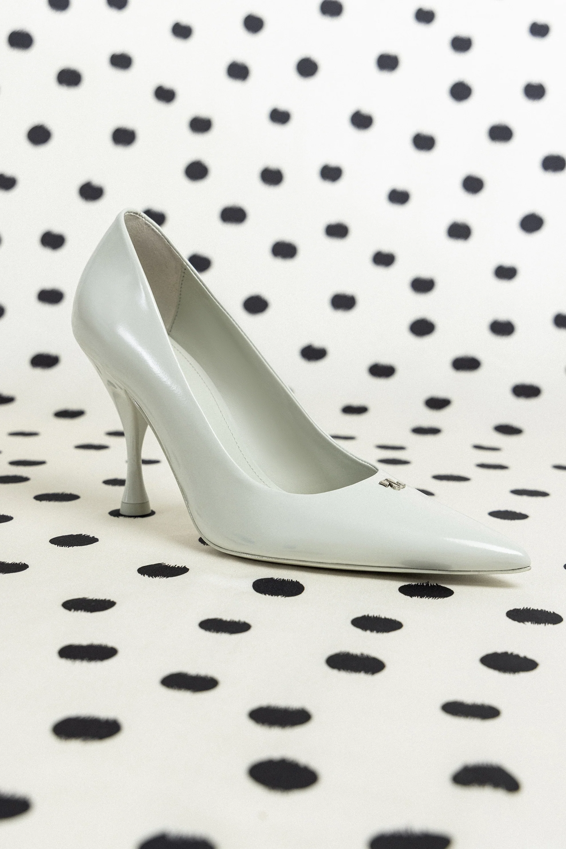 Stone Pump In Gray Box Leather - Image 6