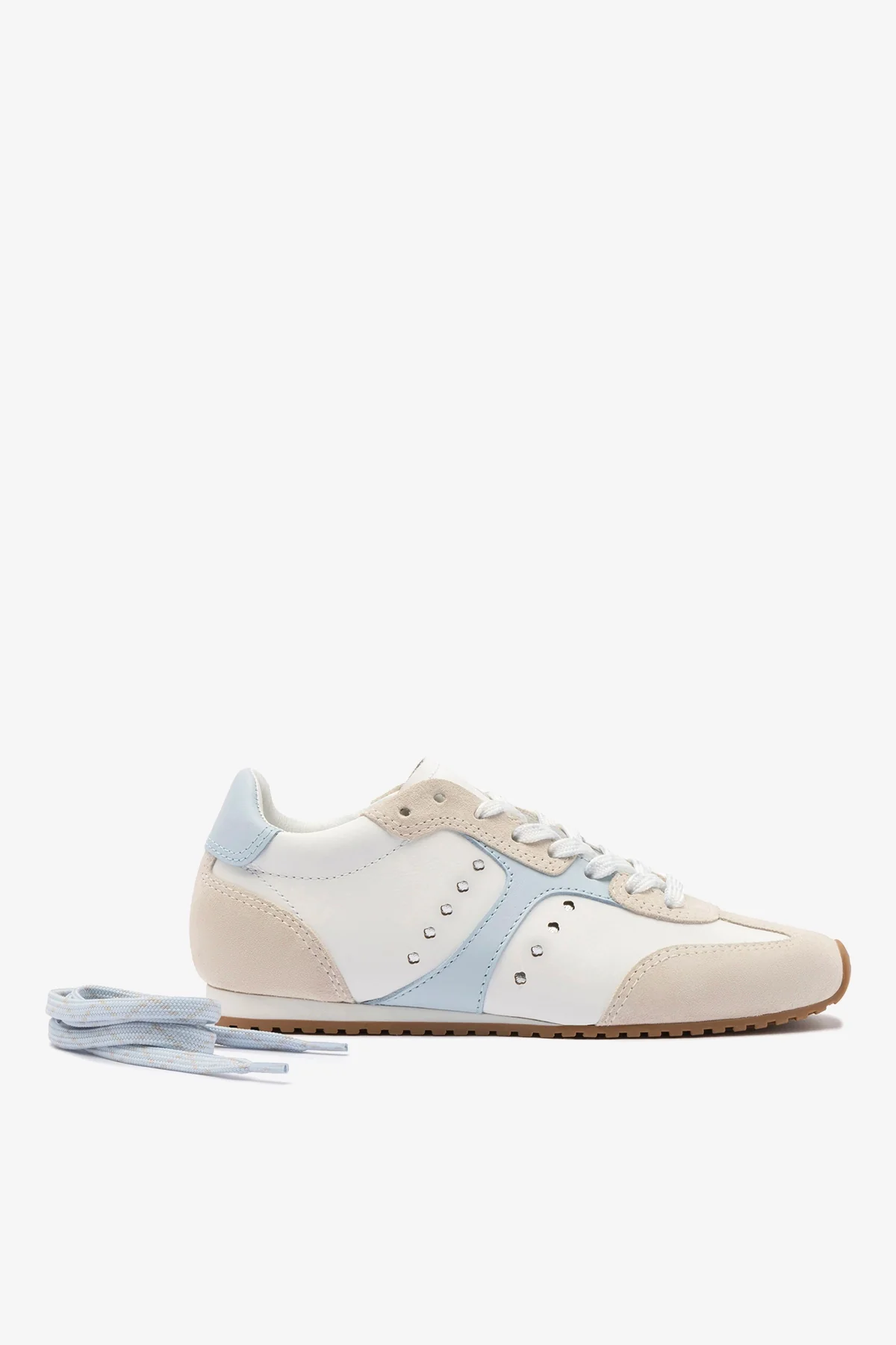 Stella Sneaker In Grey Suede, White Leather and Silver Metallic Leather - Image 4