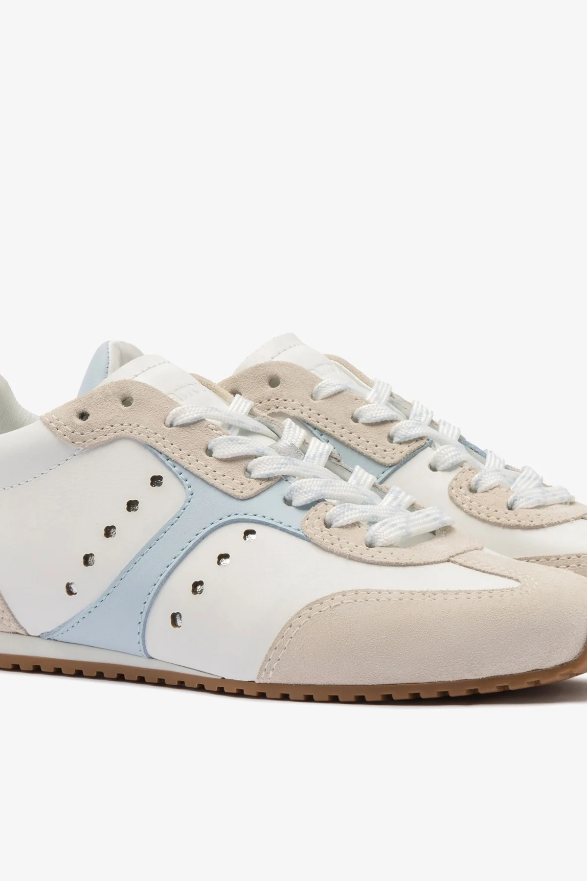 Stella Sneaker In Grey Suede, White Leather and Silver Metallic Leather - Image 5
