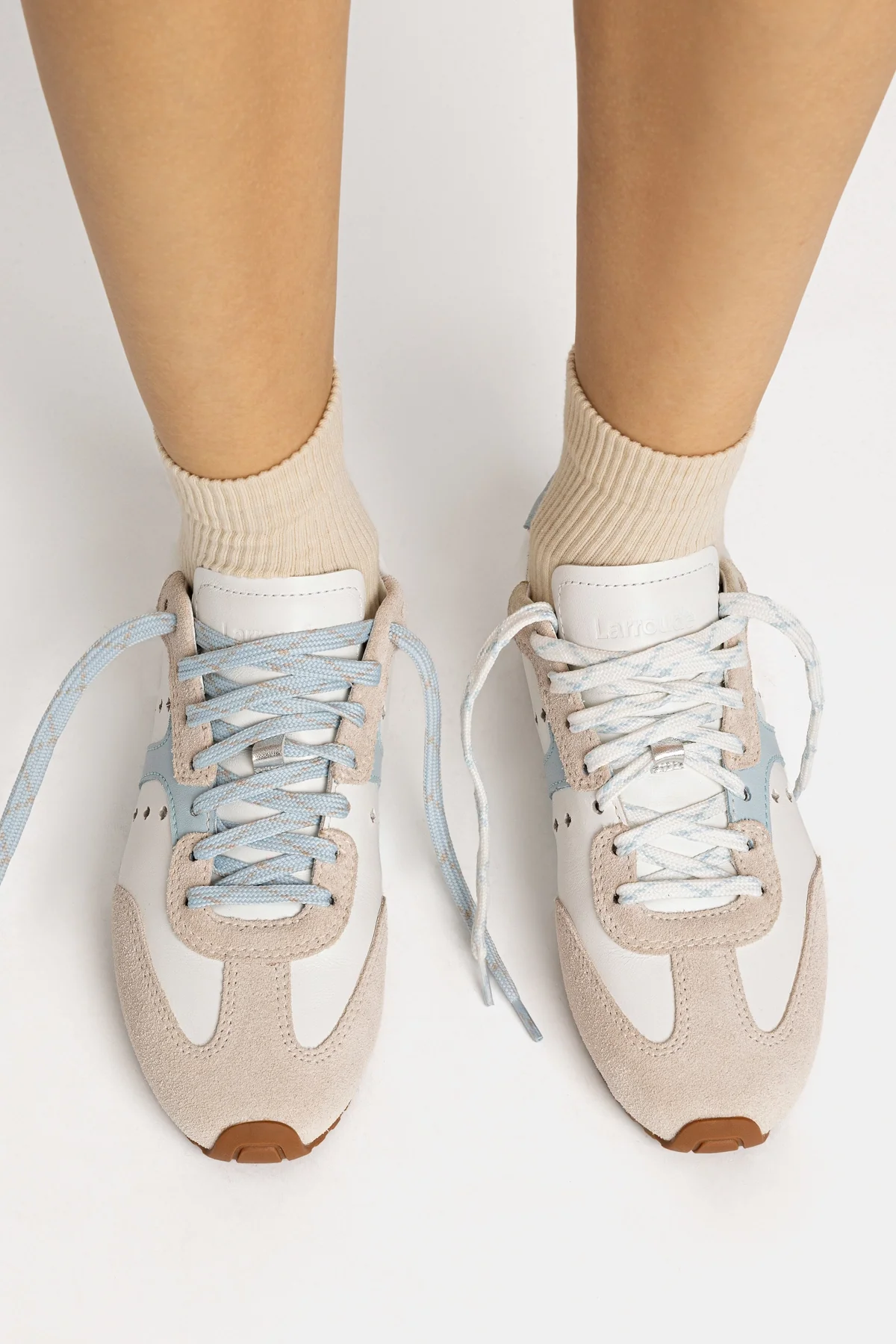 Stella Sneaker In Grey Suede, White Leather and Silver Metallic Leather - Image 7