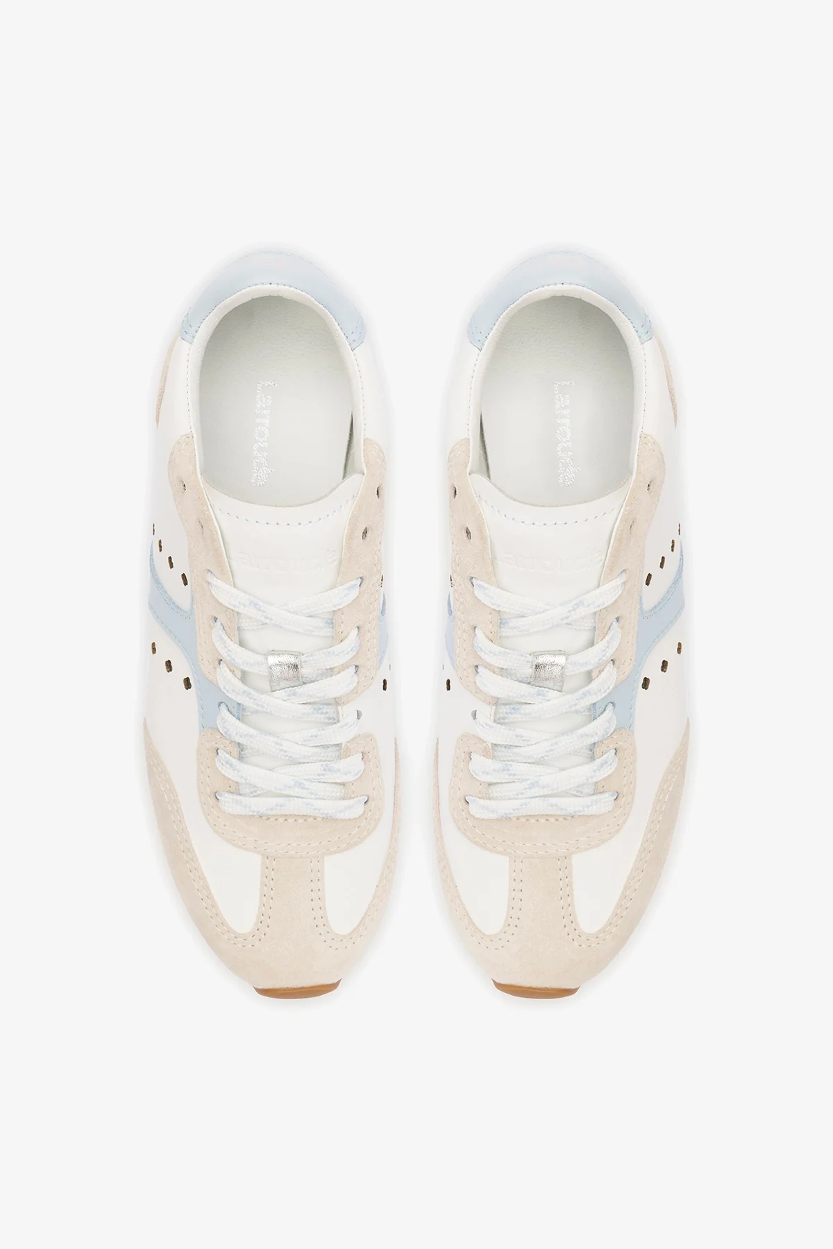 Stella Sneaker In Grey Suede, White Leather and Silver Metallic Leather - Image 8