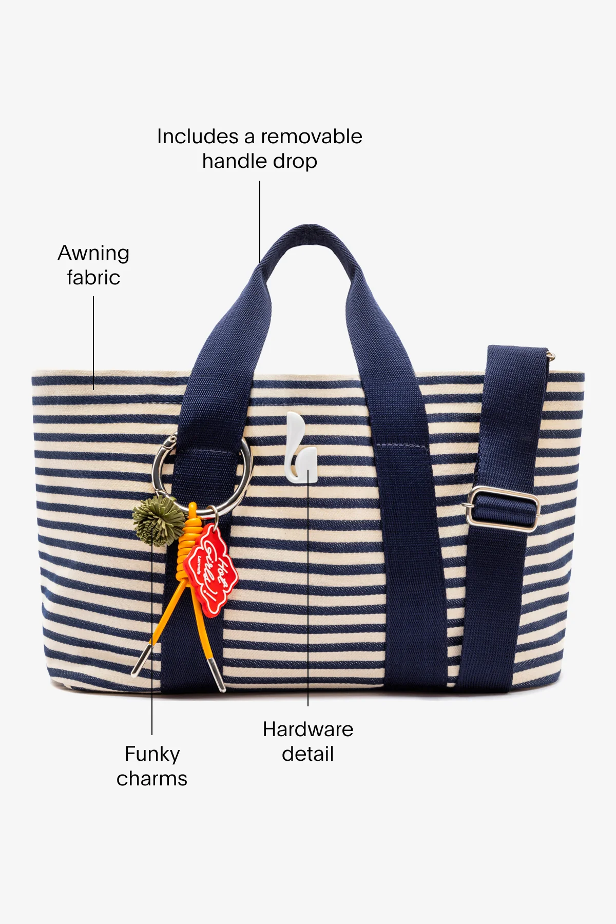 Americana Tote Bag In Indigo And Natural Awning Stripe - Image 5