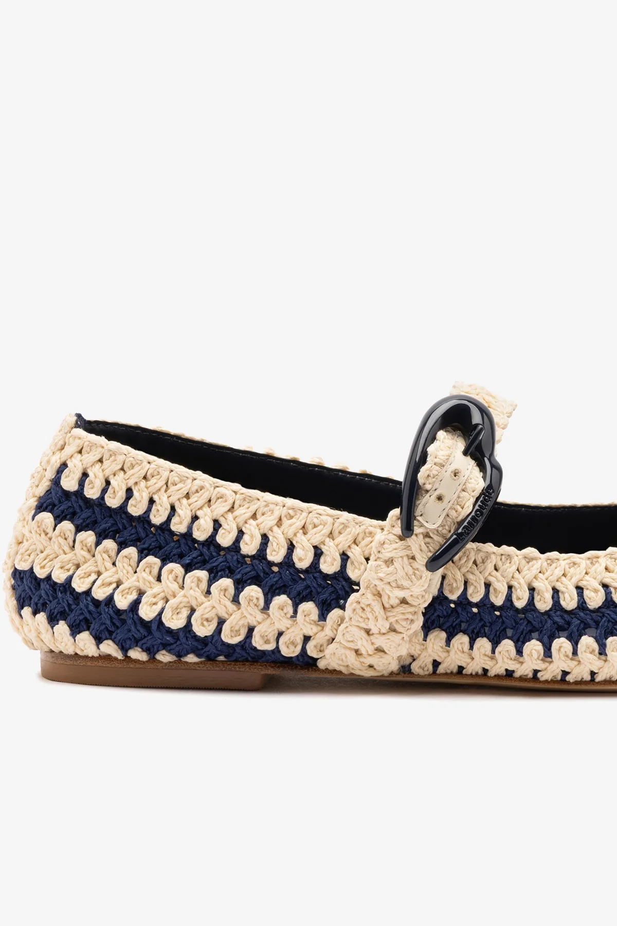 Verona Crochet Ballet Flat In Navy and Ivory Crochet - Image 4
