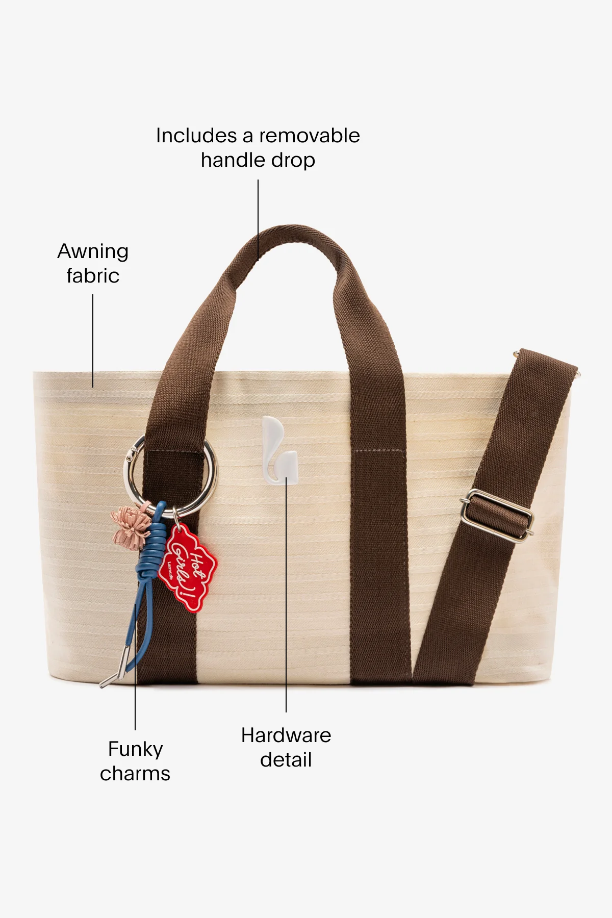 Americana Tote Bag In Ivory Awning Stripe - Image 6