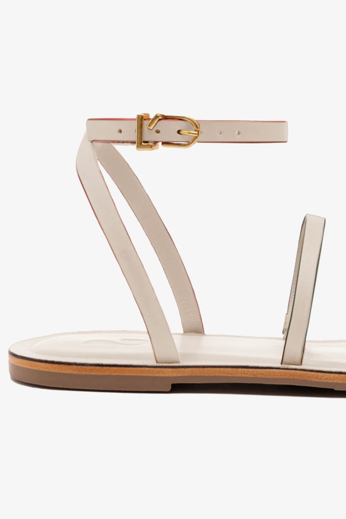 Biarritz Flat Sandal In Ivory Leather - Image 4
