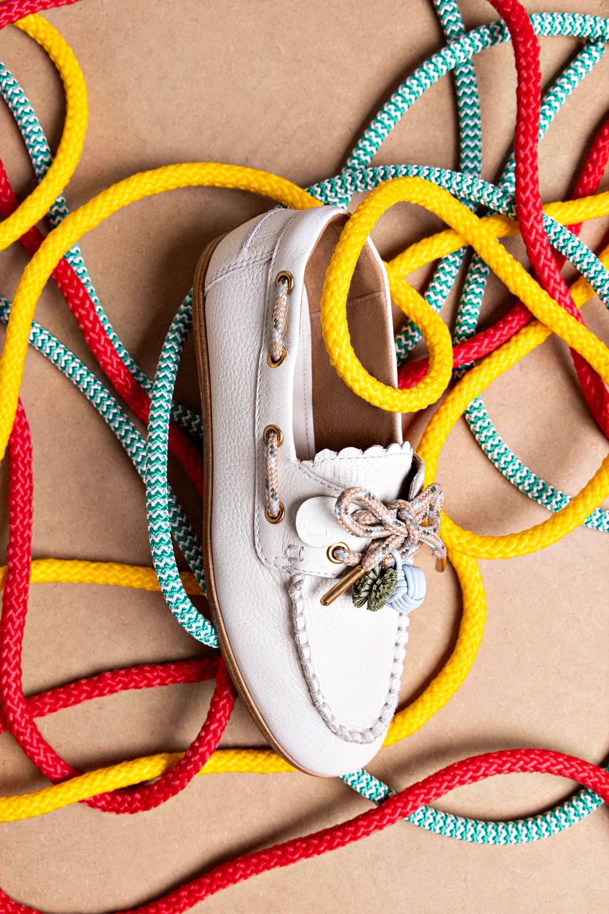 Cyprus Boat Shoe In Ivory Leather - Image 2