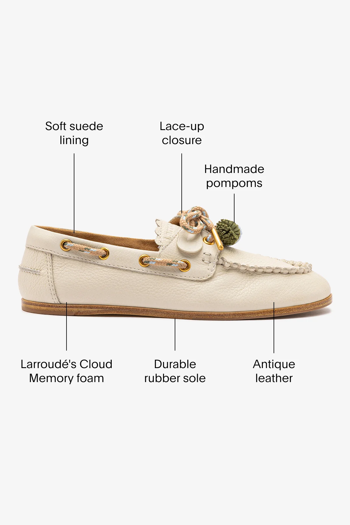 Cyprus Boat Shoe In Ivory Leather - Image 5