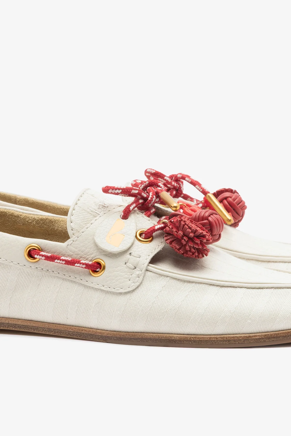 Cyprus Boat Shoe Ivory Striped Canva - Image 4