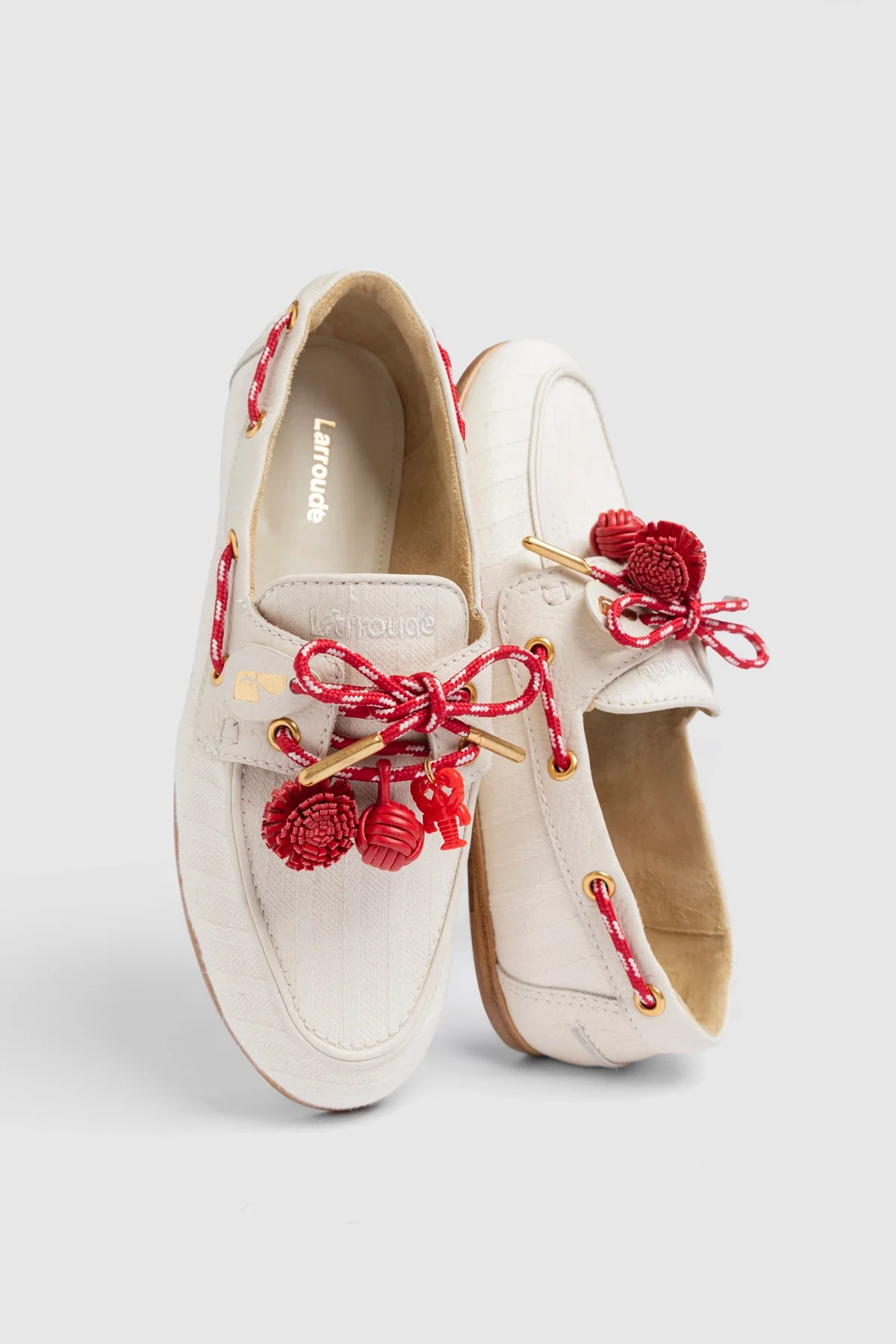 Cyprus Boat Shoe Ivory Striped Canva - Image 6
