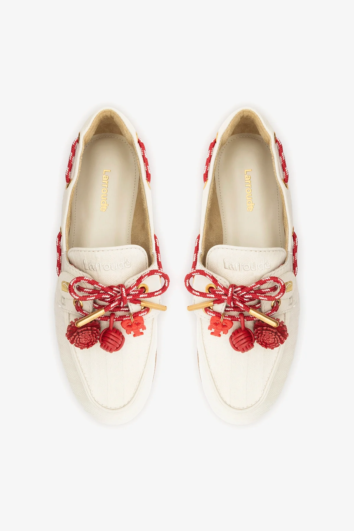 Cyprus Boat Shoe Ivory Striped Canva - Image 7