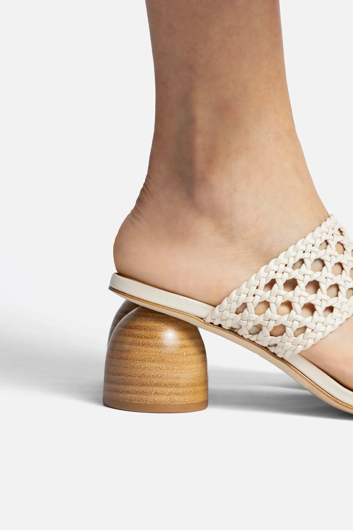 Dew Drop Macrame Sandal In Ivory Leather - Image 5