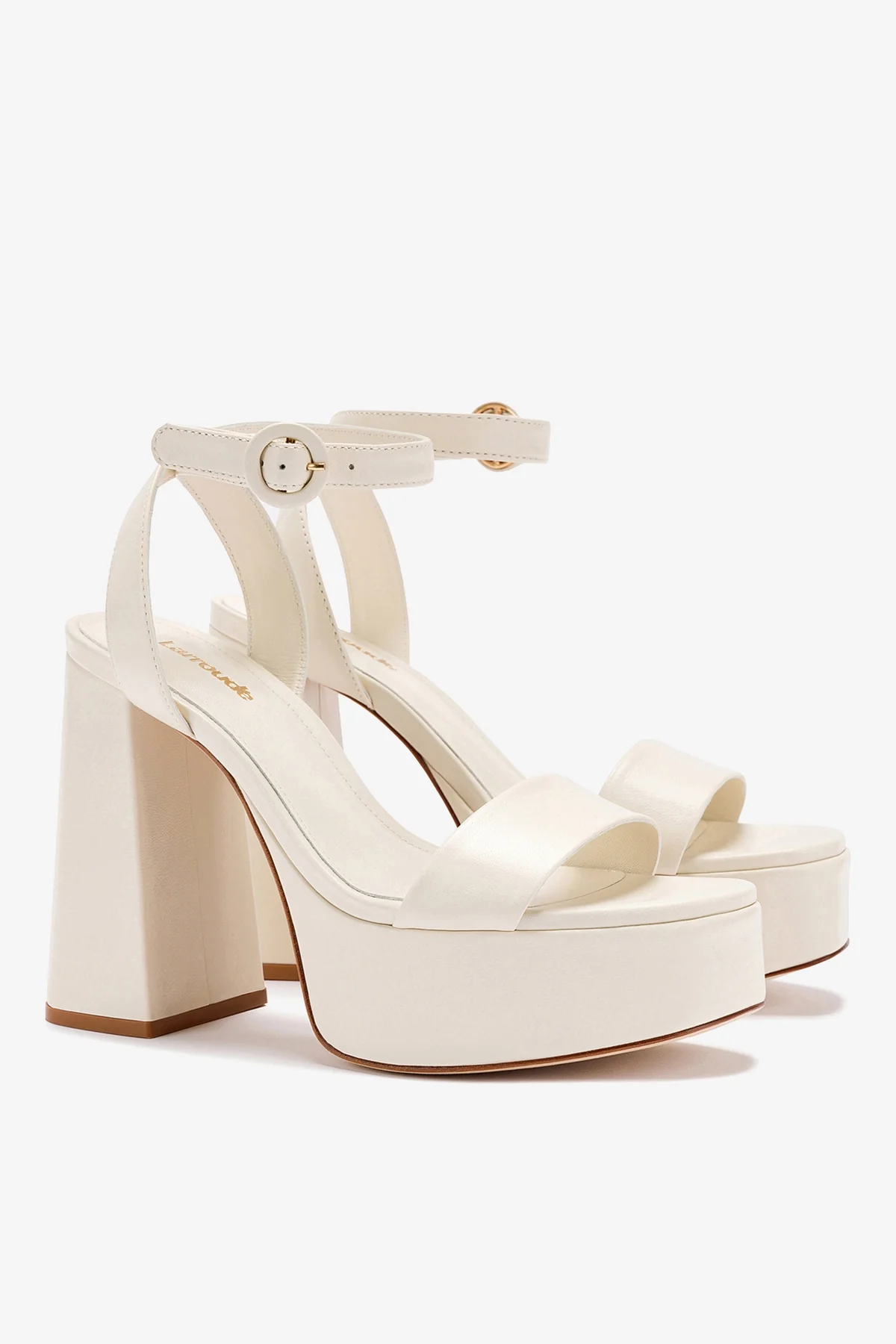 Dolly Sandal In Ivory Leather - Image 3