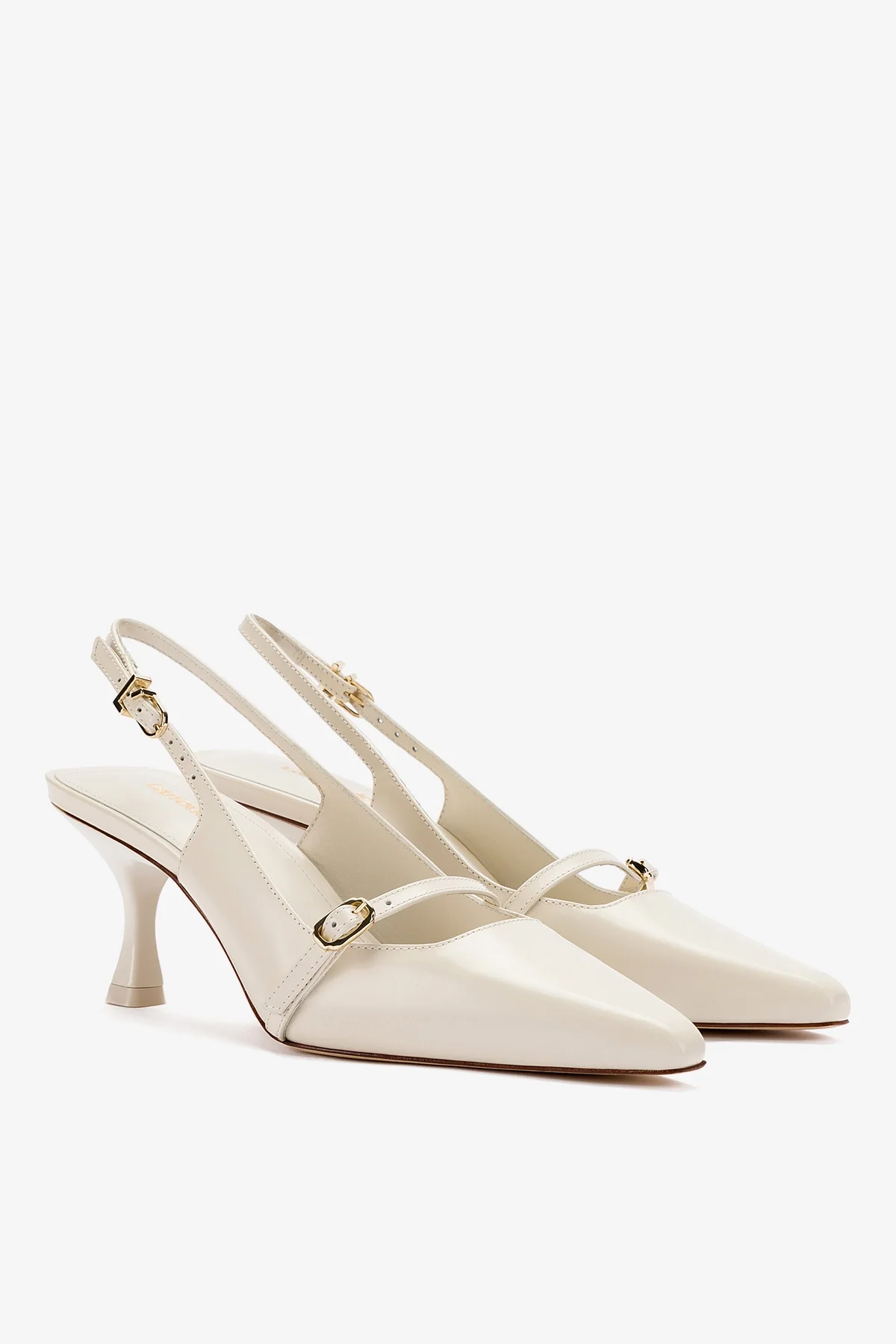 Ines Pump In Ivory Leather - Image 3