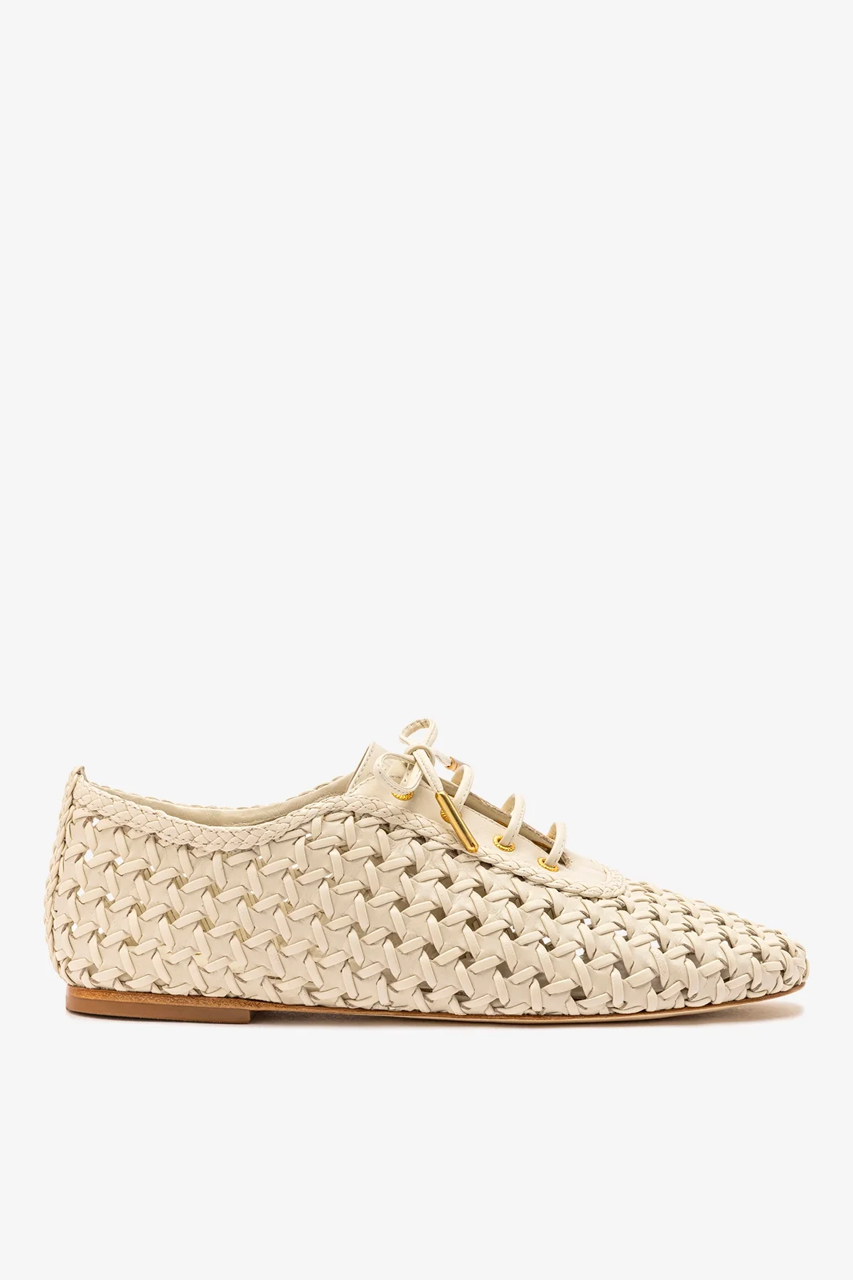 Liza Macrame Sneaker In Ivory Leather