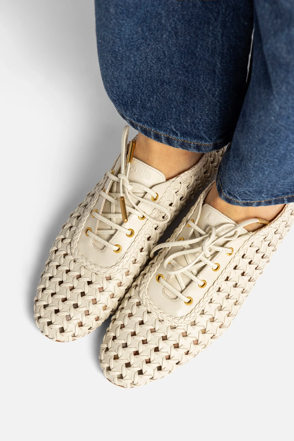 Liza Macrame Sneaker In Ivory Leather - Image 2