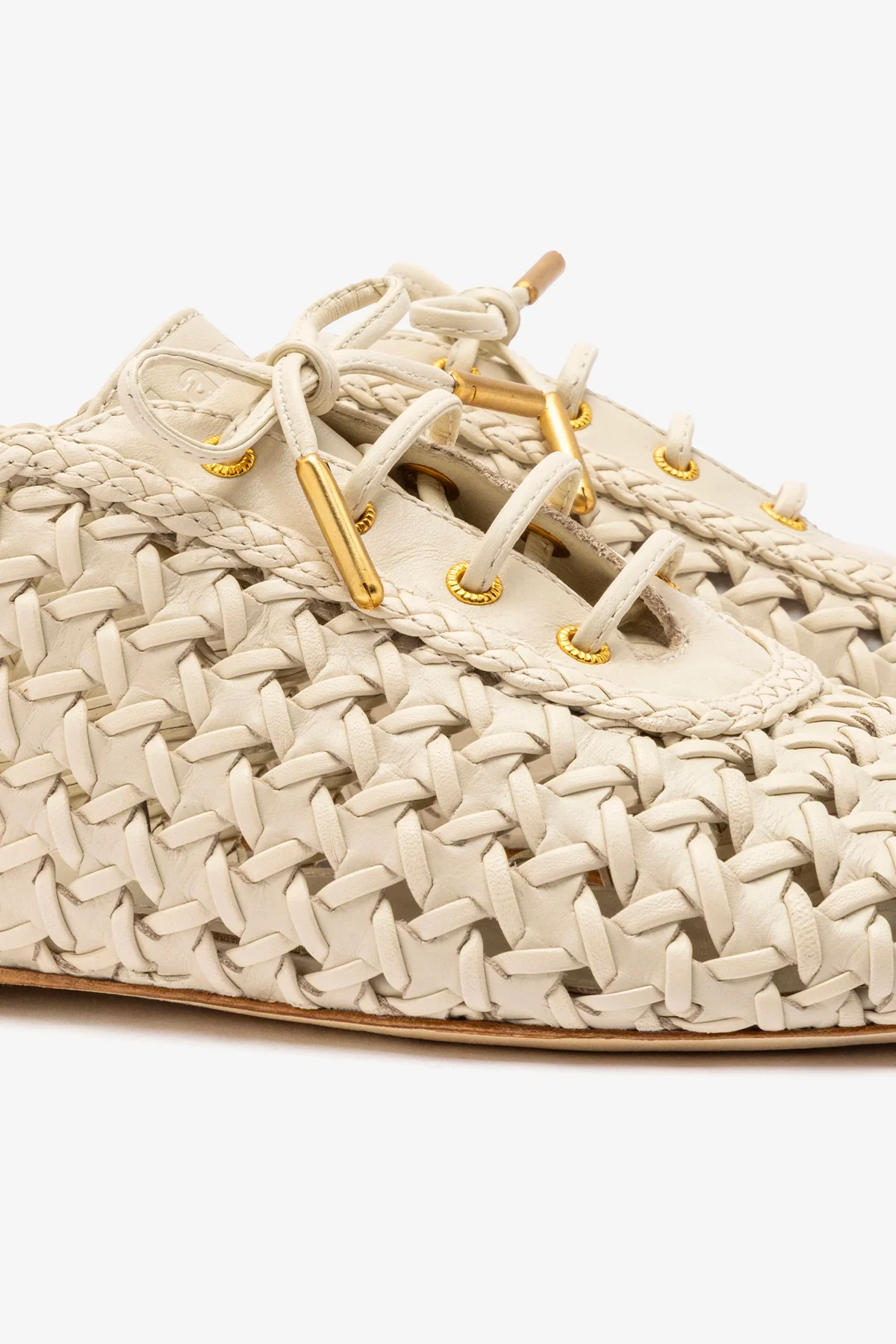Liza Macrame Sneaker In Ivory Leather - Image 4