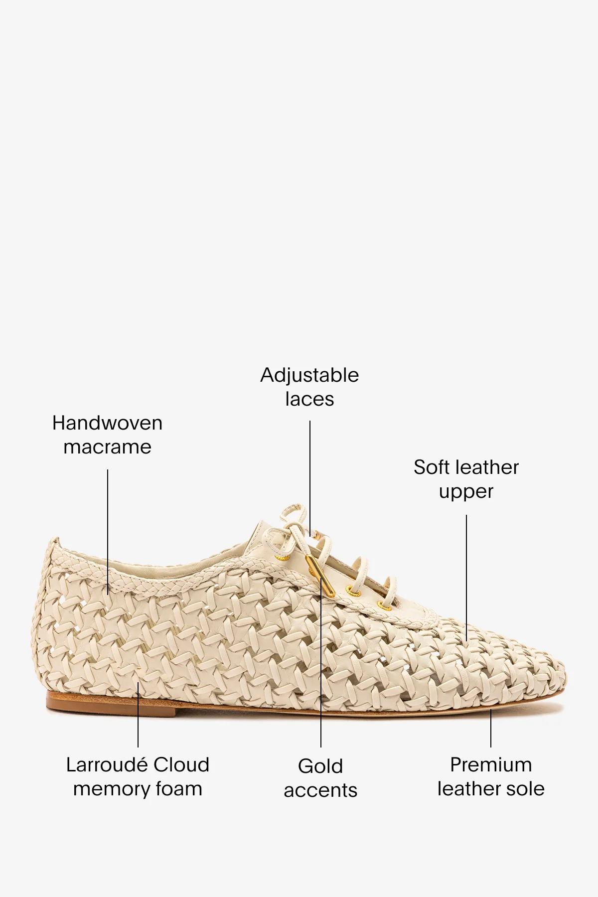 Liza Macrame Sneaker In Ivory Leather - Image 5