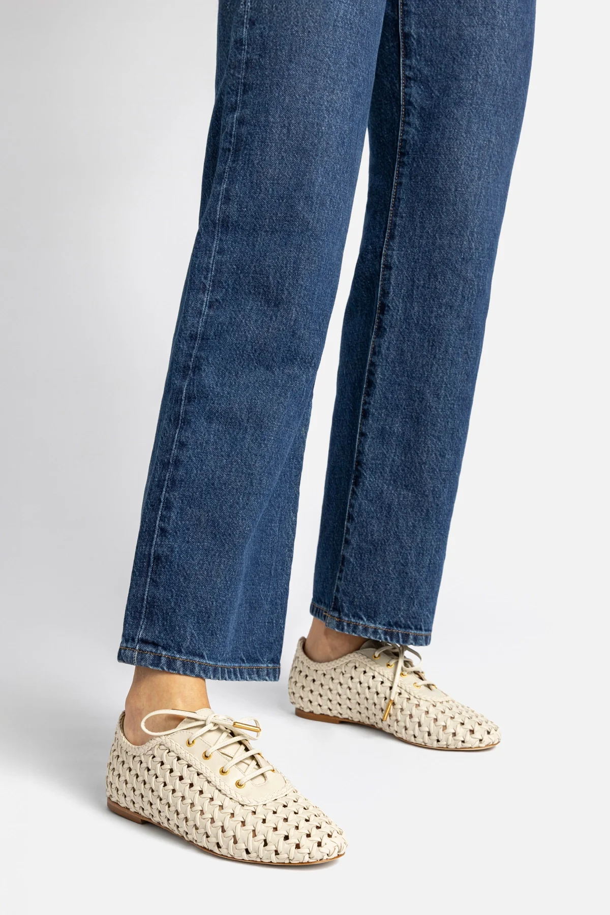 Liza Macrame Sneaker In Ivory Leather - Image 6