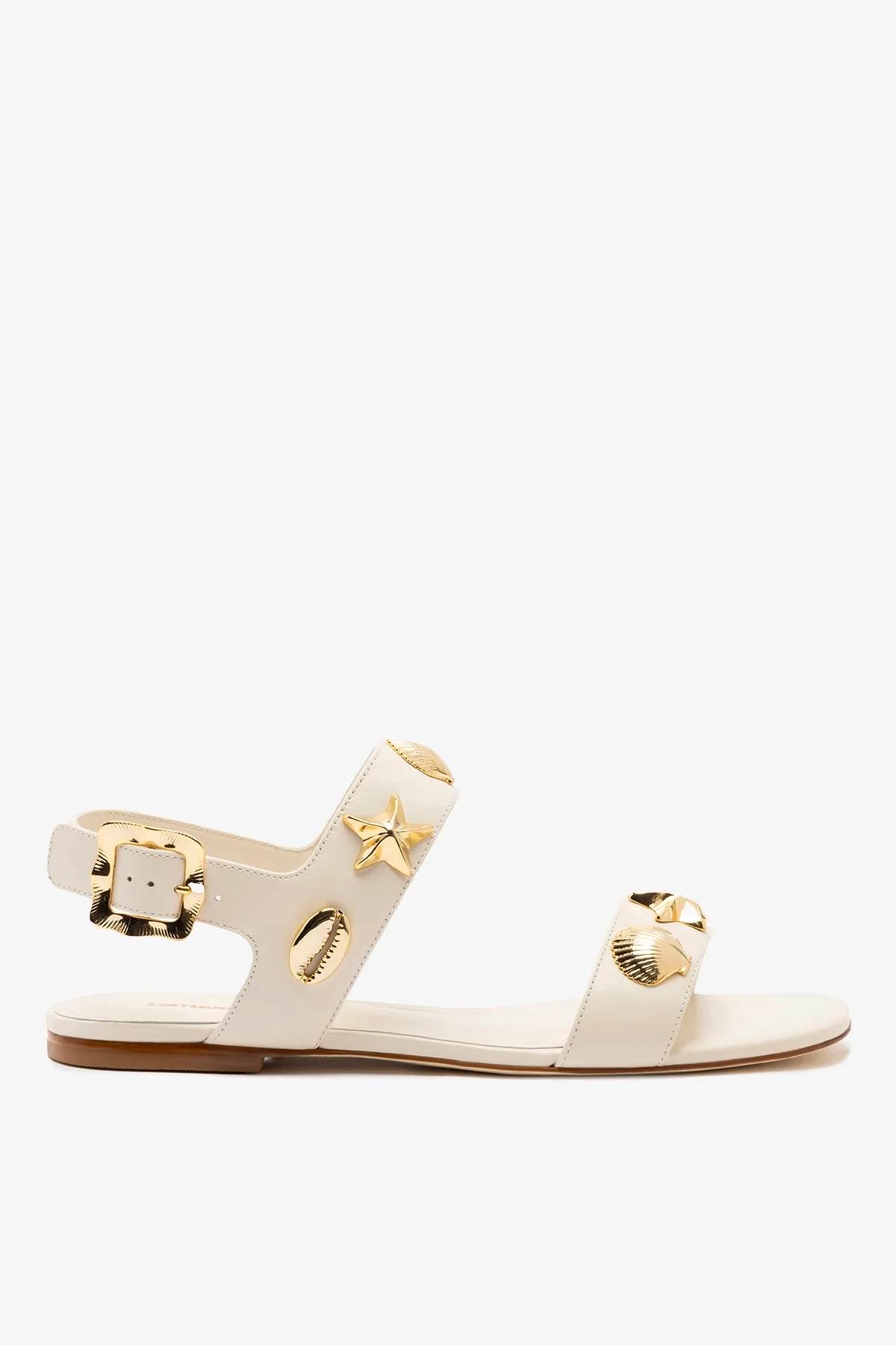 Madison Flat Sandal Ivory Leather