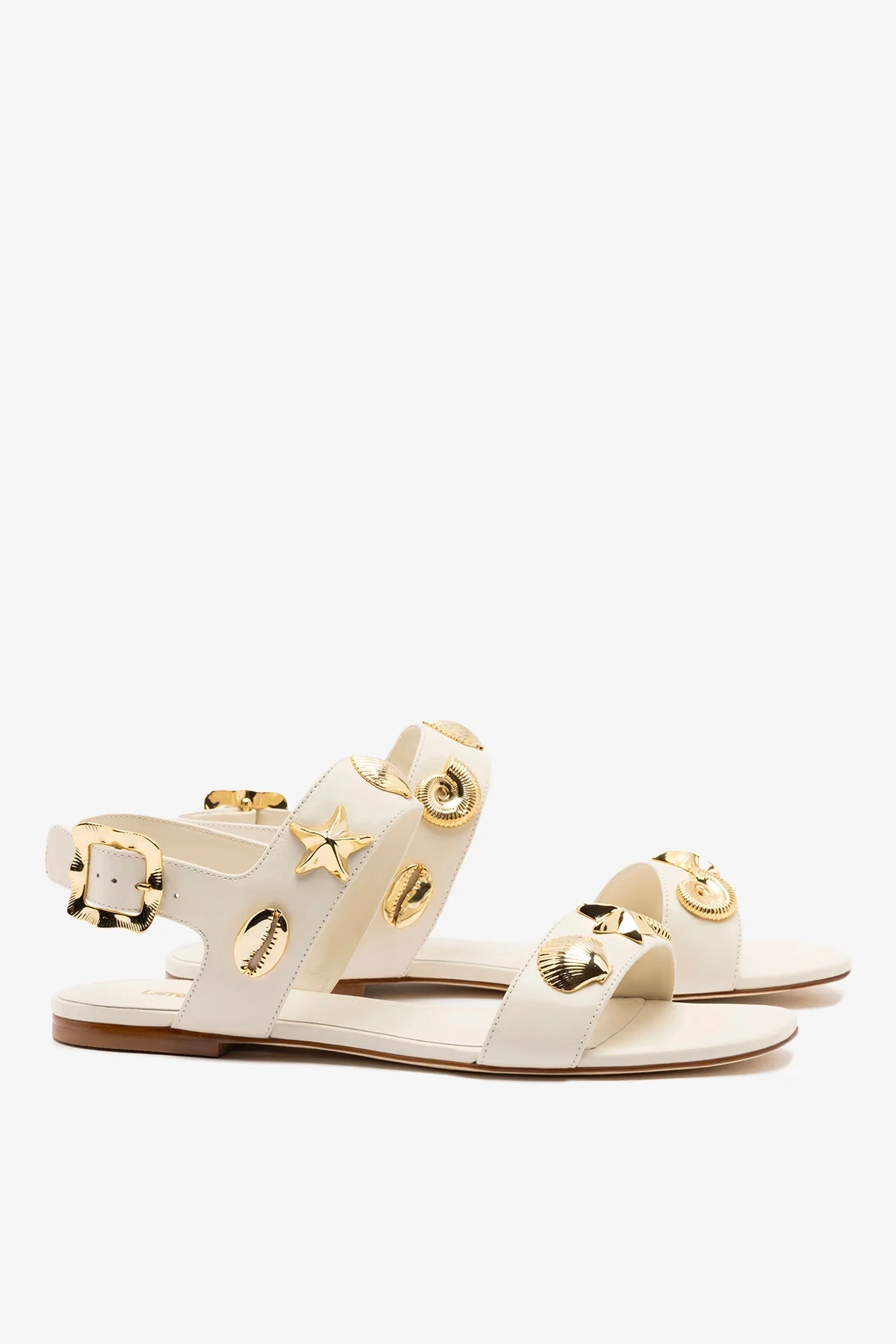 Madison Flat Sandal Ivory Leather - Image 2