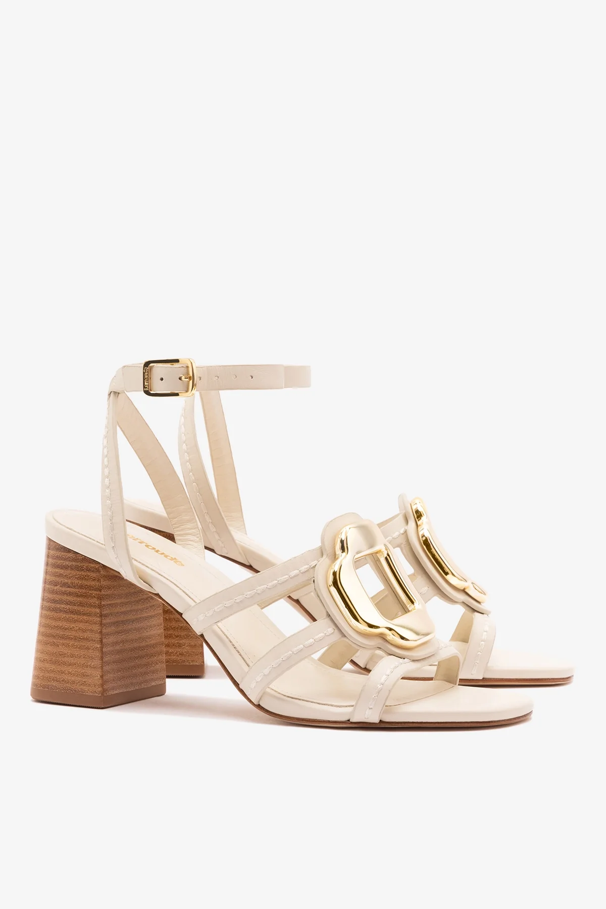 Margherita Block Sandal Ivory Leather - Image 3