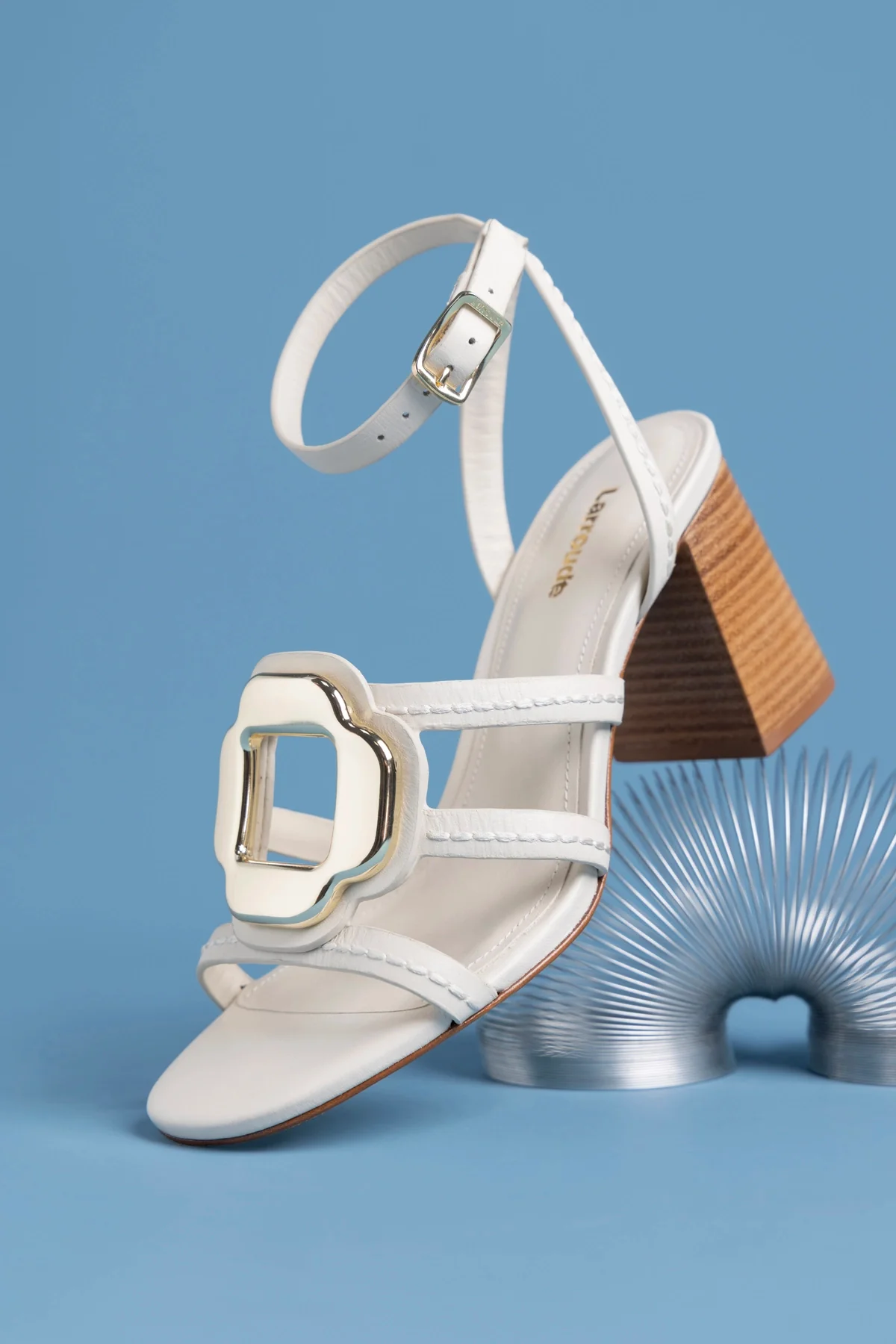 Margherita Block Sandal Ivory Leather - Image 6