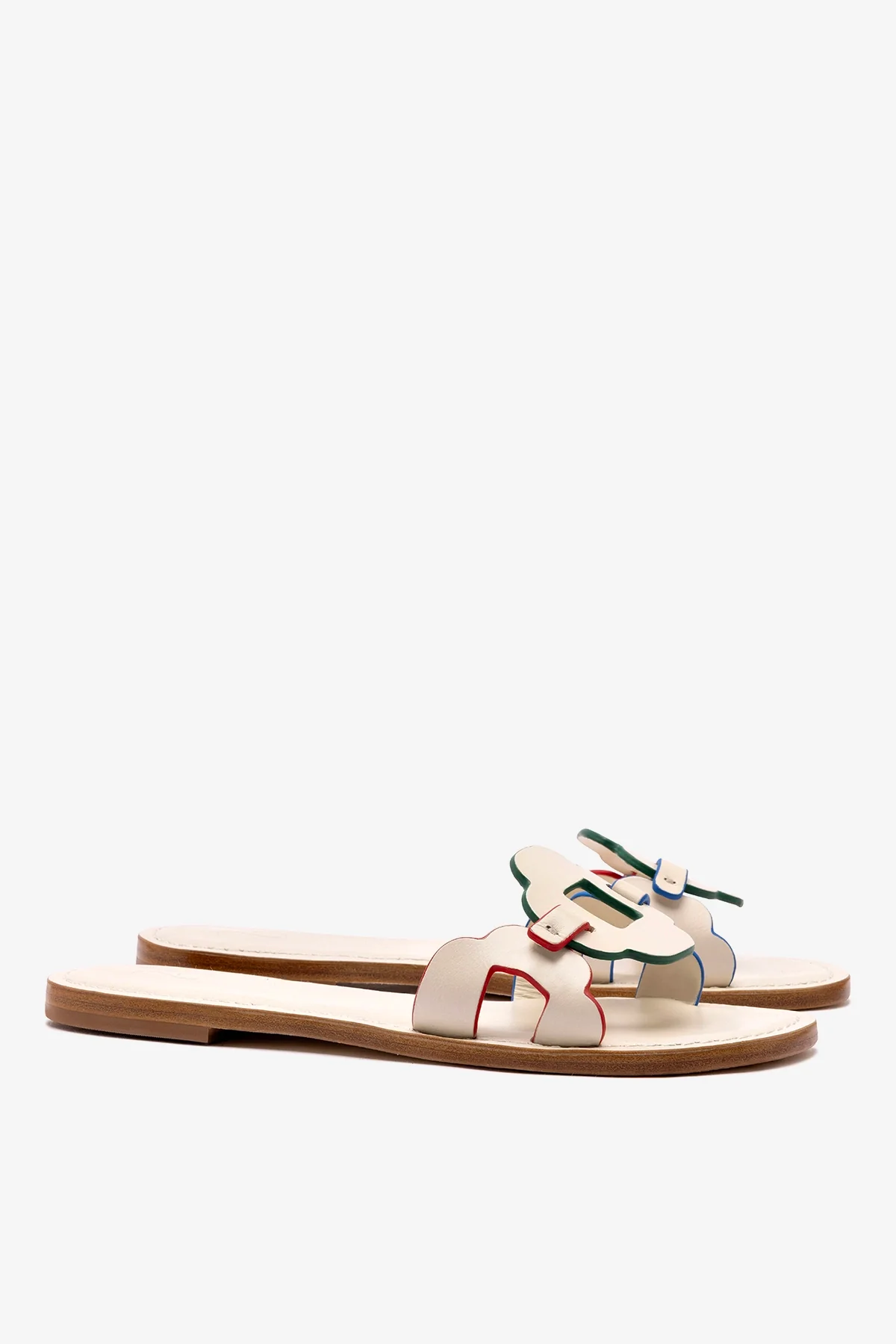 Margherita Slide In Ivory Leather - Image 3