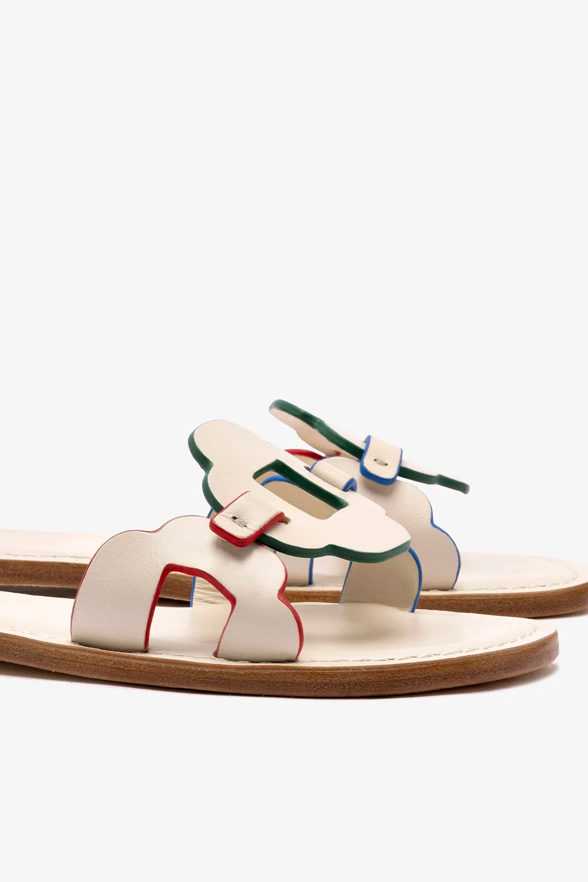 Margherita Slide In Ivory Leather - Image 4