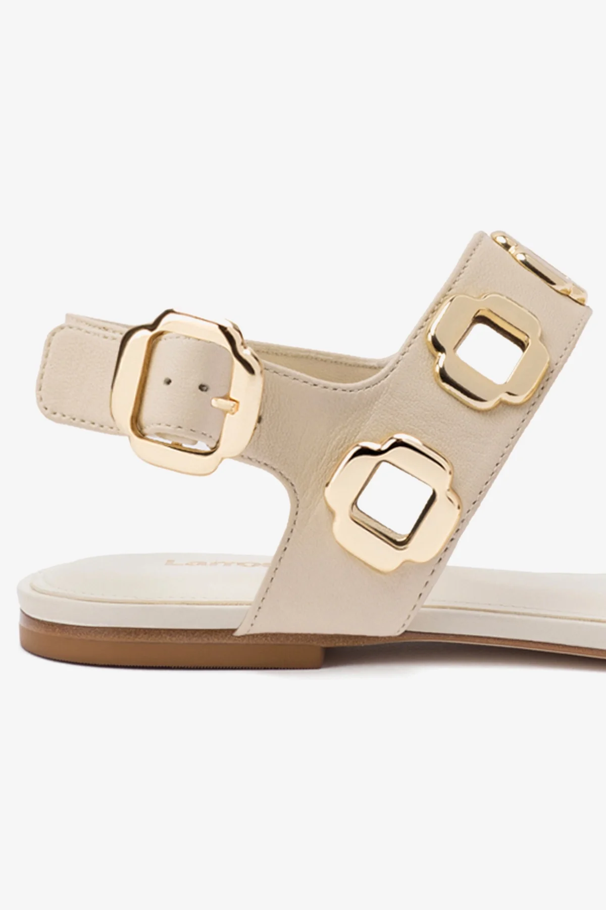 Milan Flat Sandal In Ivory Leather - Image 3