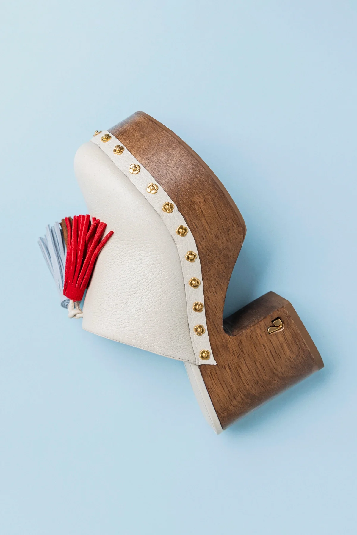 Miso Wooden Tassel Clog In Ivory Leather - Image 6
