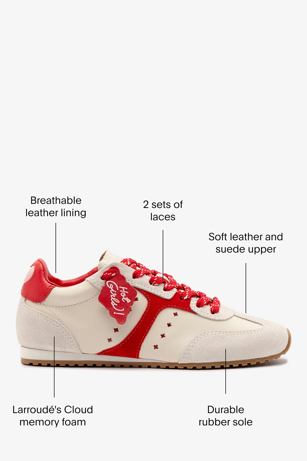 Stella Amore Sneaker In Ivory Leather and Scarlet Suede - Image 5