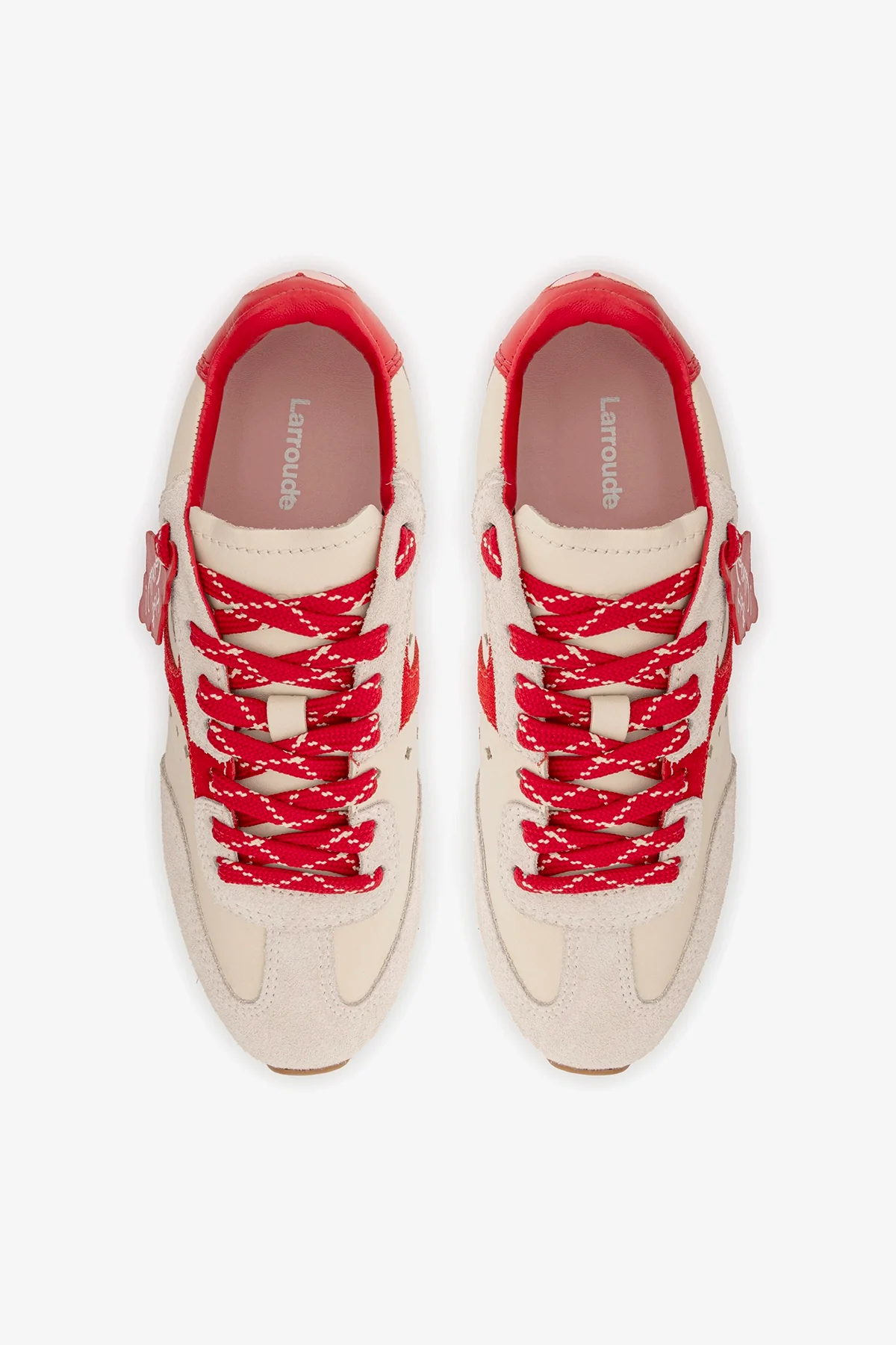 Stella Amore Sneaker In Ivory Leather and Scarlet Suede - Image 7