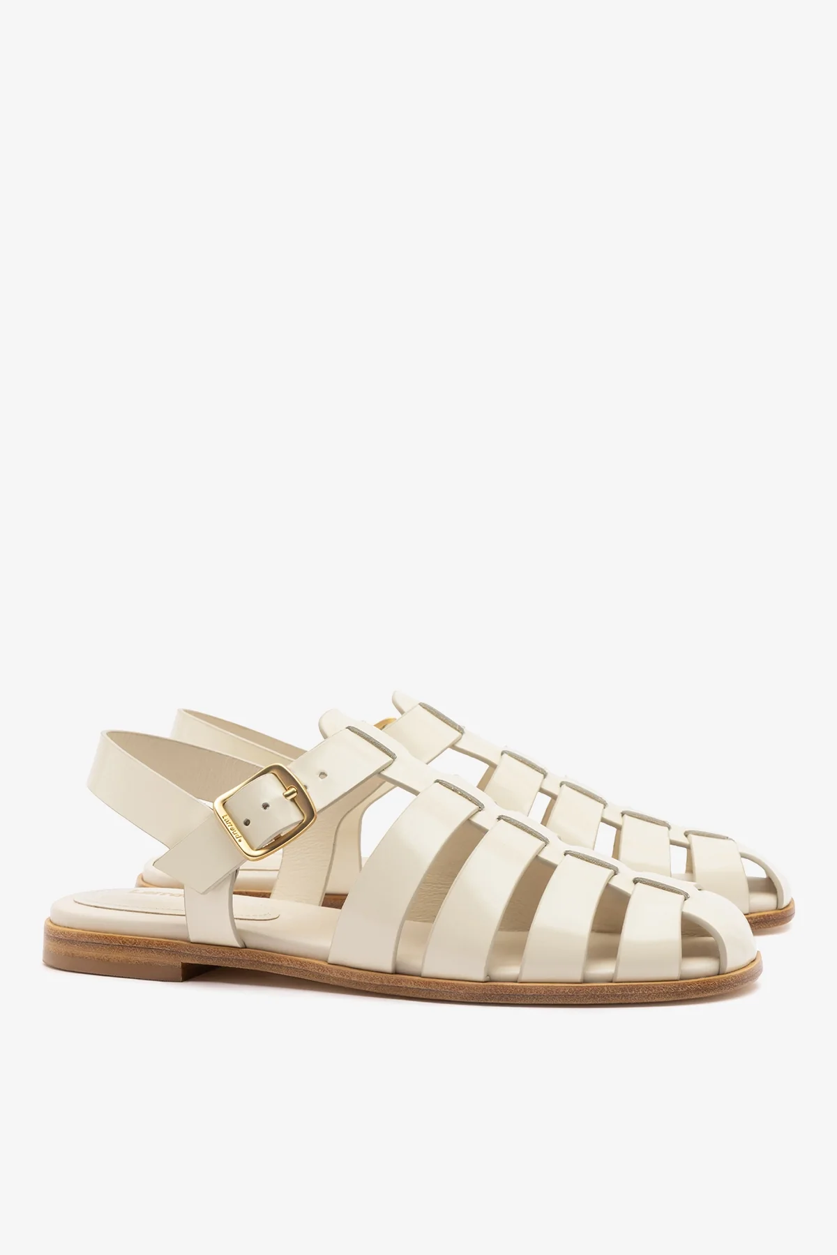 Stevie Flat Sandal In Ivory Box Leather - Image 3